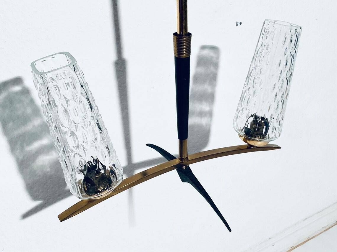 Elegant 1950s Chandelier Ceiling Hanging Lamp / Mid Century Vintage Decor photo Lighting