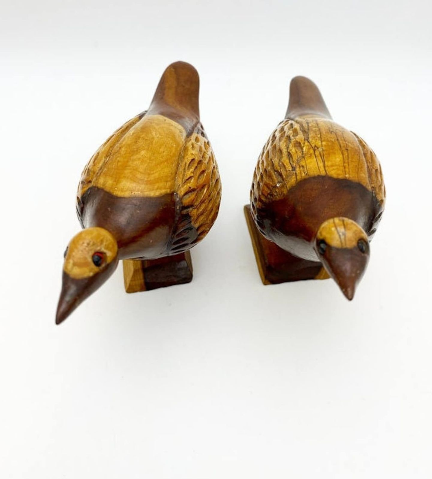 Pair Of Wooden Birds Wooden Grouse Wooden Birds Figurines Woodenware photo buy