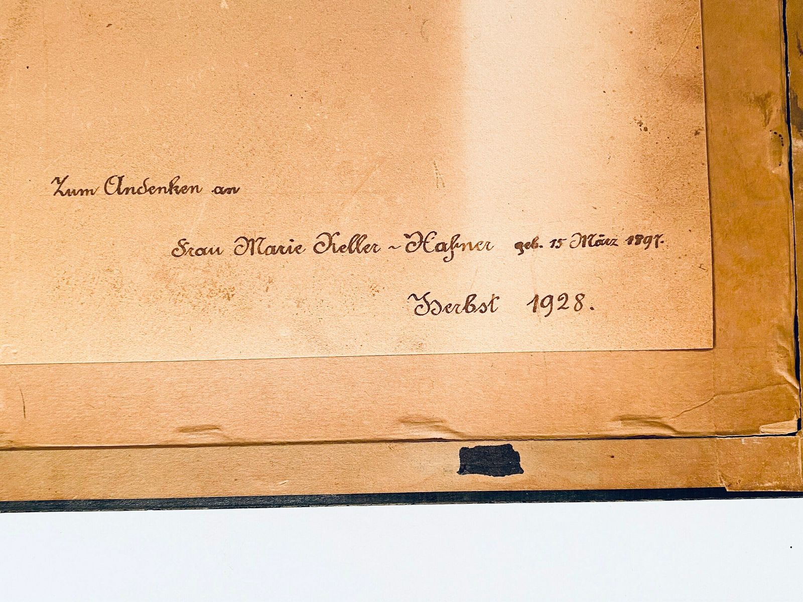 photo for sale 1900s German Stitched Wooden Frame With Romantic Phrase / Antique Wedding Gift
