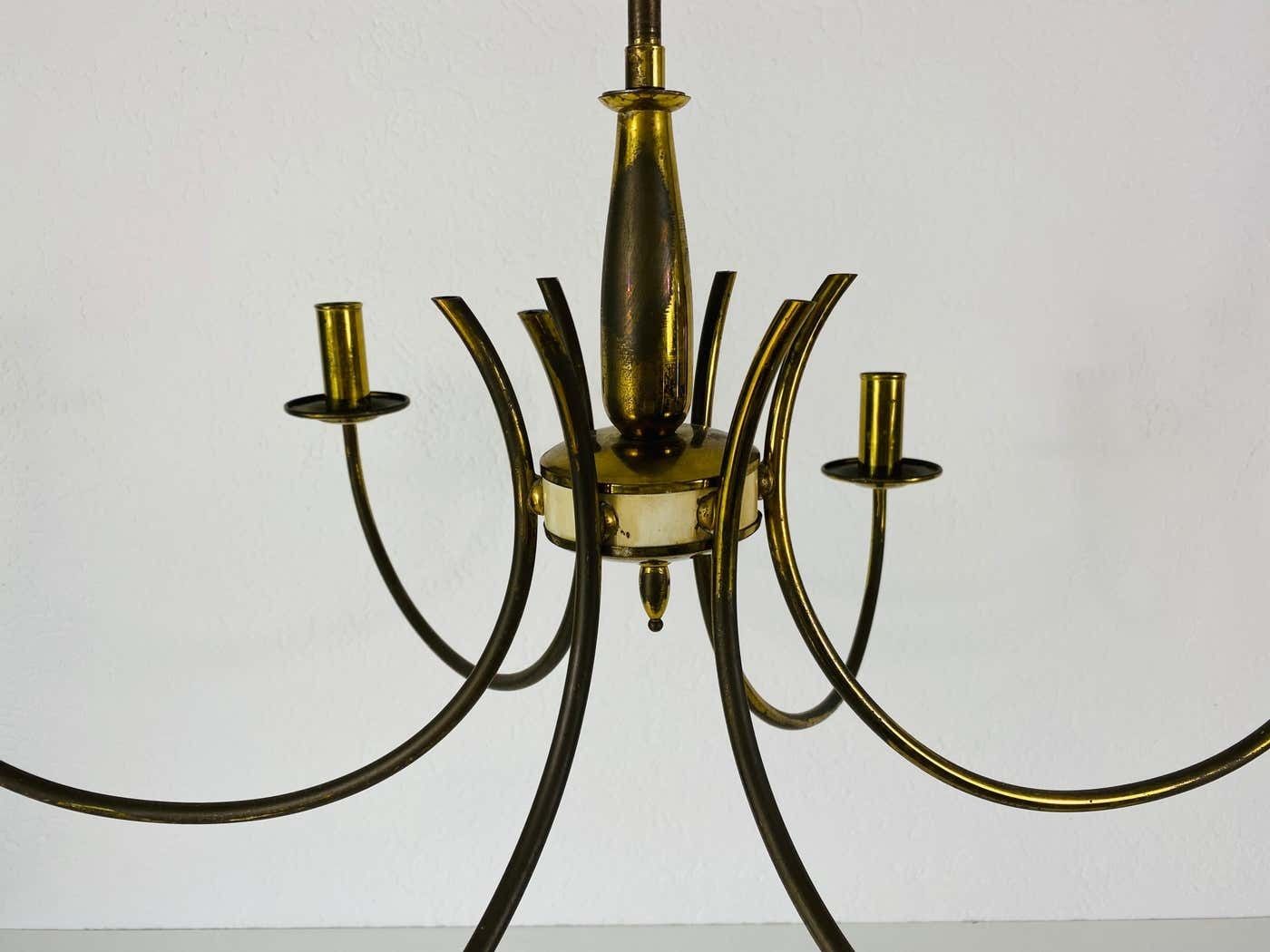 Midcentury Brass 6 Arm Sputnik Chandelier, 1960s photo 1197.0