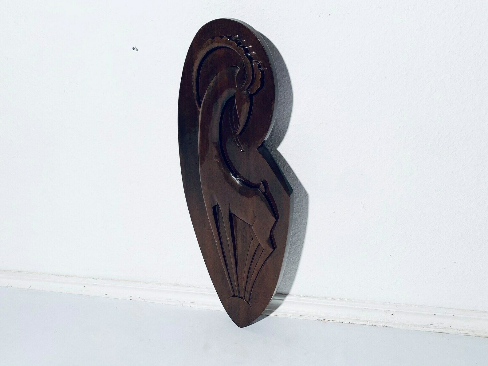 photo furniture Large Mid Century Ibex Wooden Carving Picture Vintage 50s 60s Decor