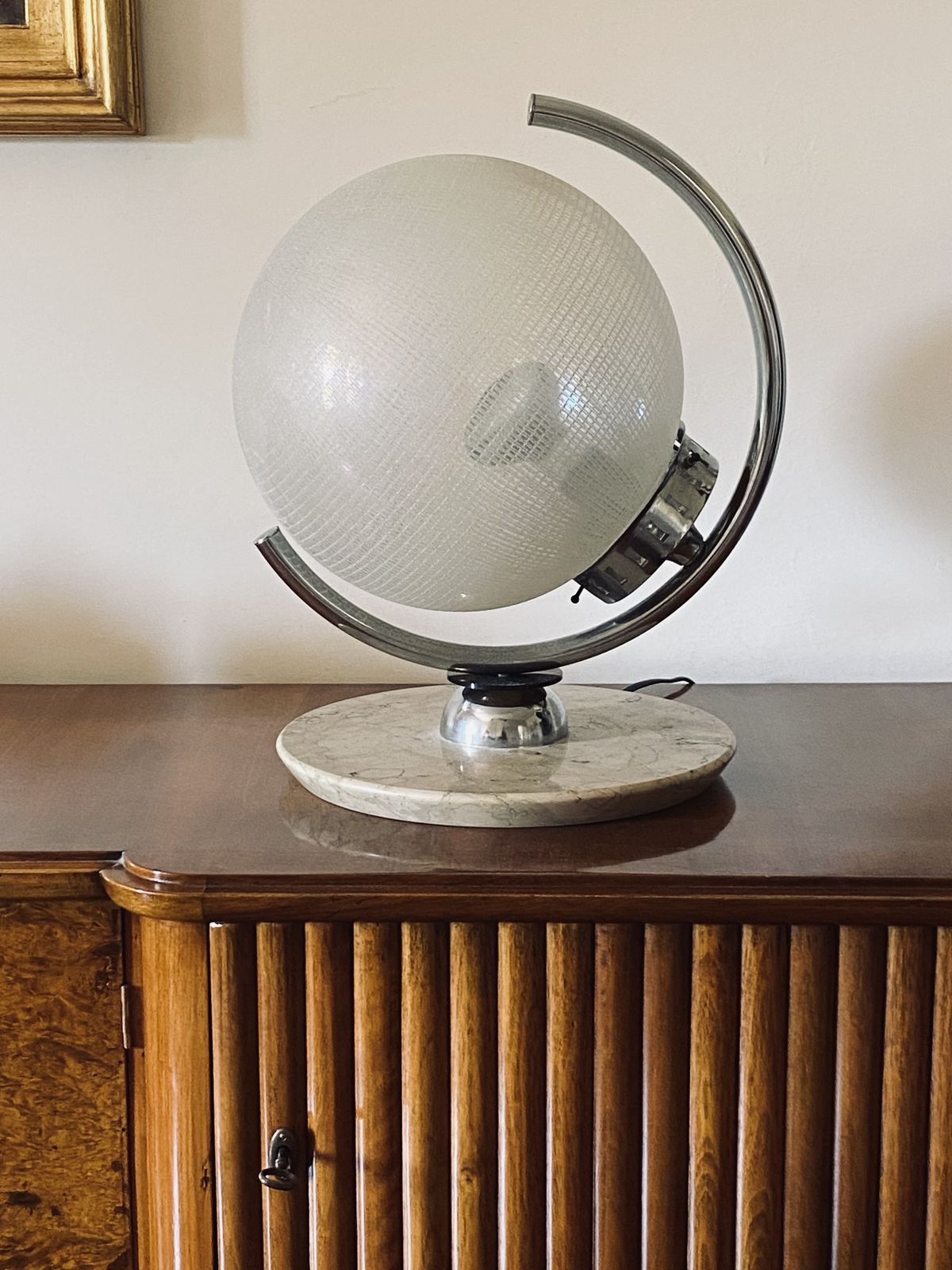 Murano Glass Spherical Table Lamp, Mazzega Italy 1970s photo Lighting