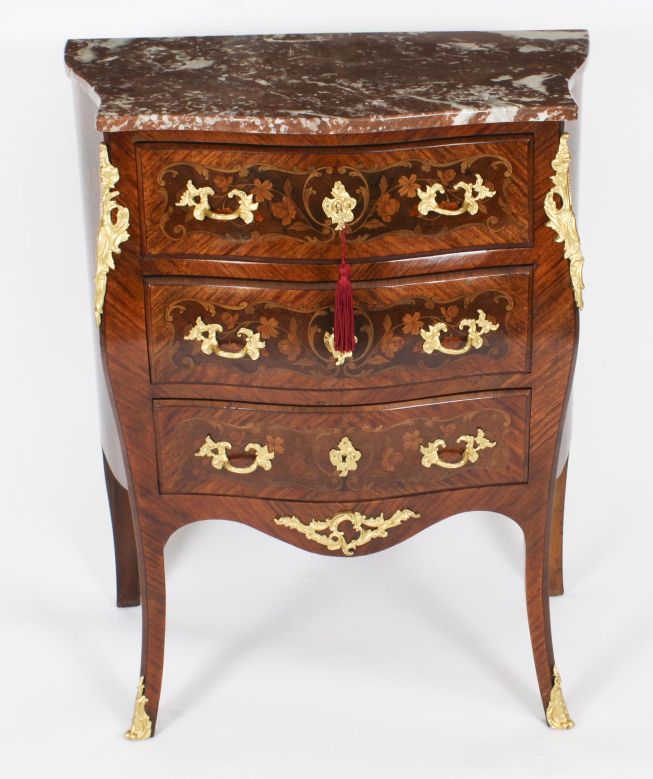 French Louis Revival King Wood Walnut Marquetry Commode 19th Century photo furniture