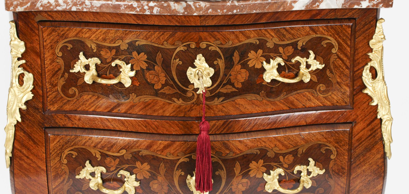 French Louis Revival King Wood Walnut Marquetry Commode 19th Century photo vinterior
