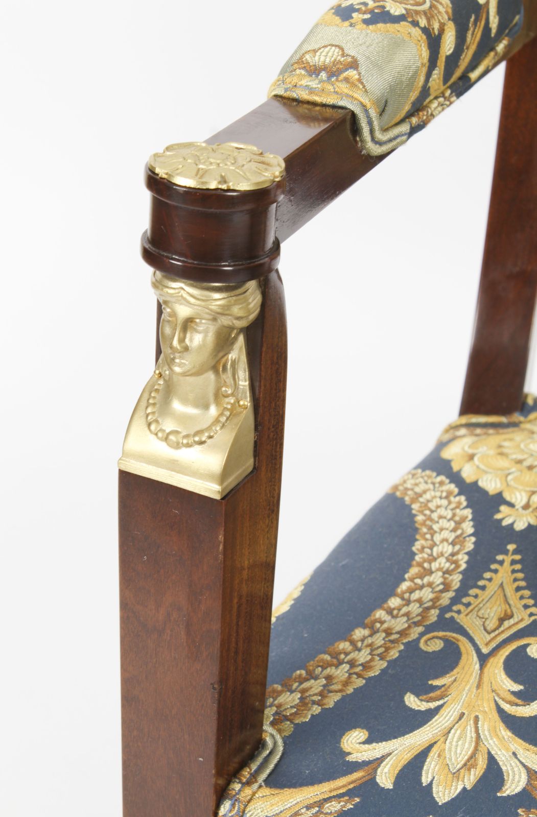 photo for sale Pair French Empire Revival Ormolu Mounted Armchairs C1870 19th C