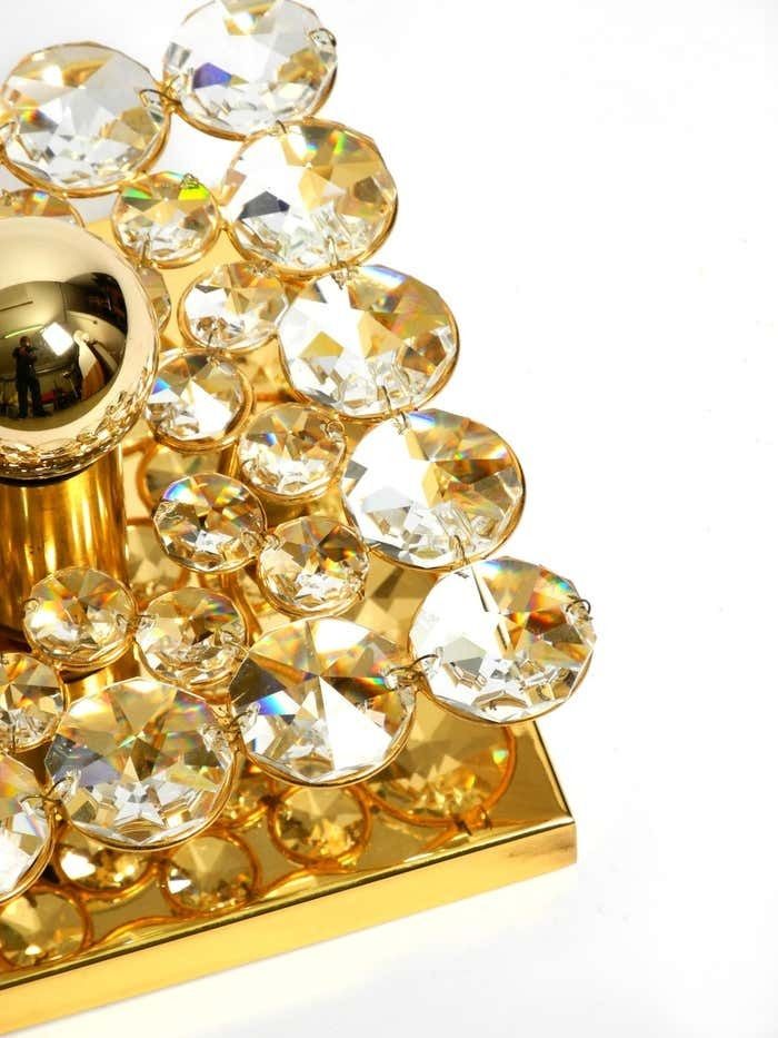 548.0 Fantastic Small 70s Palwa Brass Ceiling Or Wall Lamp With Faceted Crystal Stones photo