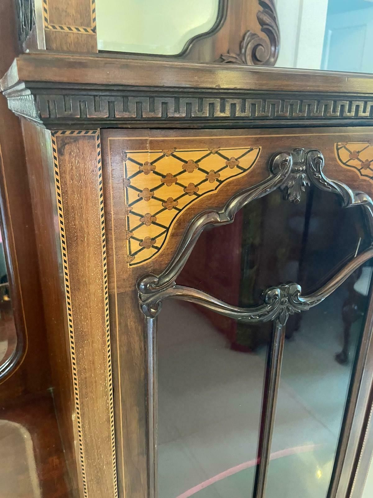 Outstanding Quality Large Antique 19th Century Mahogany Inlaid Satinwood Display Cabinet photo vinterior