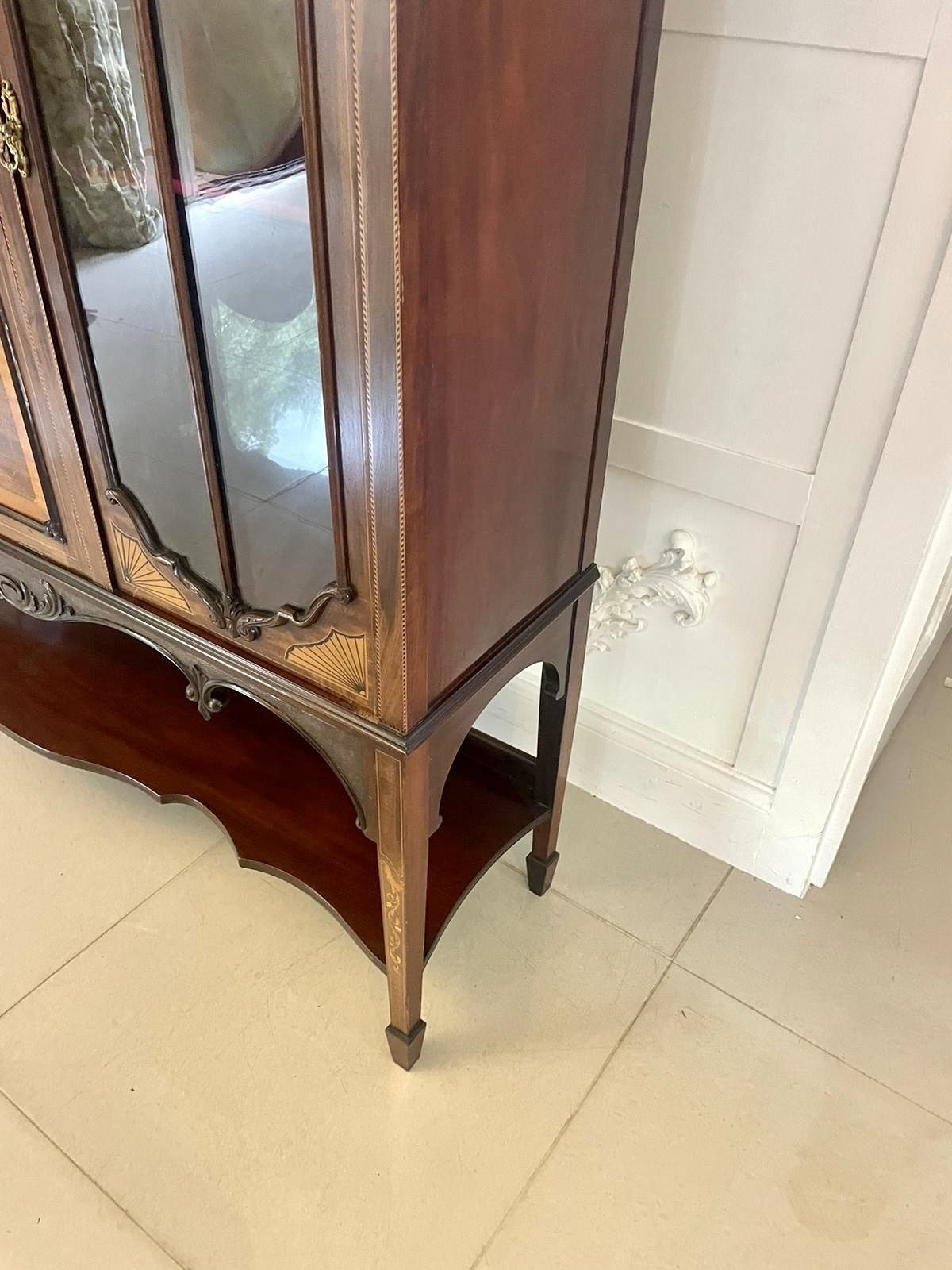 Outstanding Quality Large Antique 19th Century Mahogany Inlaid Satinwood Display Cabinet photo vintage