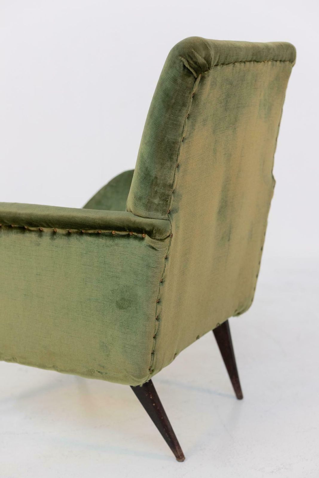 photo for sale Italian Armchairs In Green Velvet And Wood