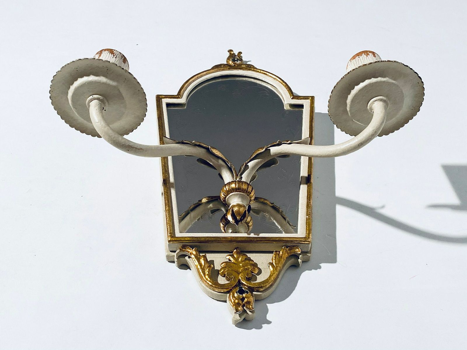 Elegant Little Wall Mirror With Two Candle Lights / Shabby Chic / French Vintage Decor photo 316.0