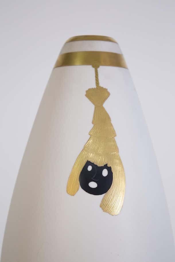 Precious Va By Arrigo Finzi In Pure Gold And Porcelain Original Label 1950s photo vinterior
