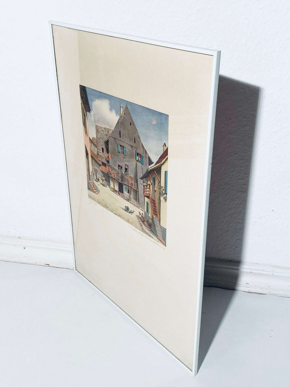 Niklaus Stöcklin Signed Limited Art Print Farm Motif Meierhof Riehen Picture Frame 1941 photo for sale