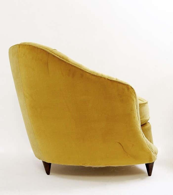 Pair Of Velvet Armchairs In The Style Of Gio Ponti, Italy, 1950s photo vintage