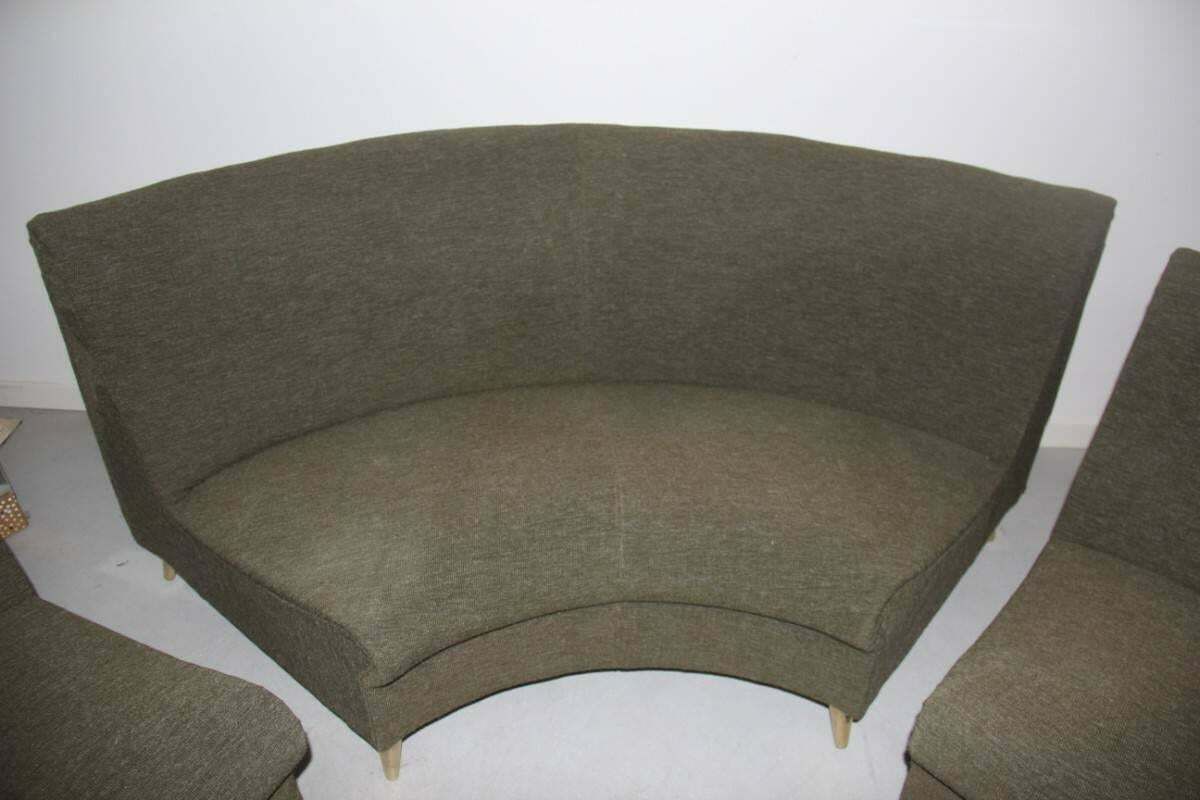photo furniture Elegant Modular Curved Sofa Italian Mid Century Design Zanuso Green Brass Feat