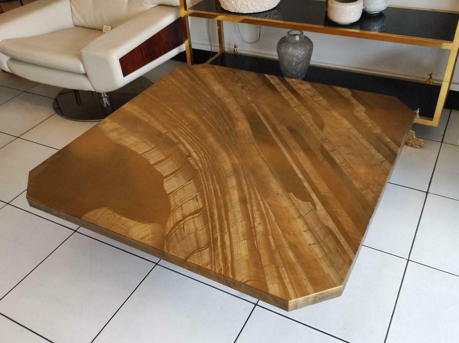 19397.0 Large Etched Brass Coffee Table By Christian Krekels, Signed , Circa 1975 photo