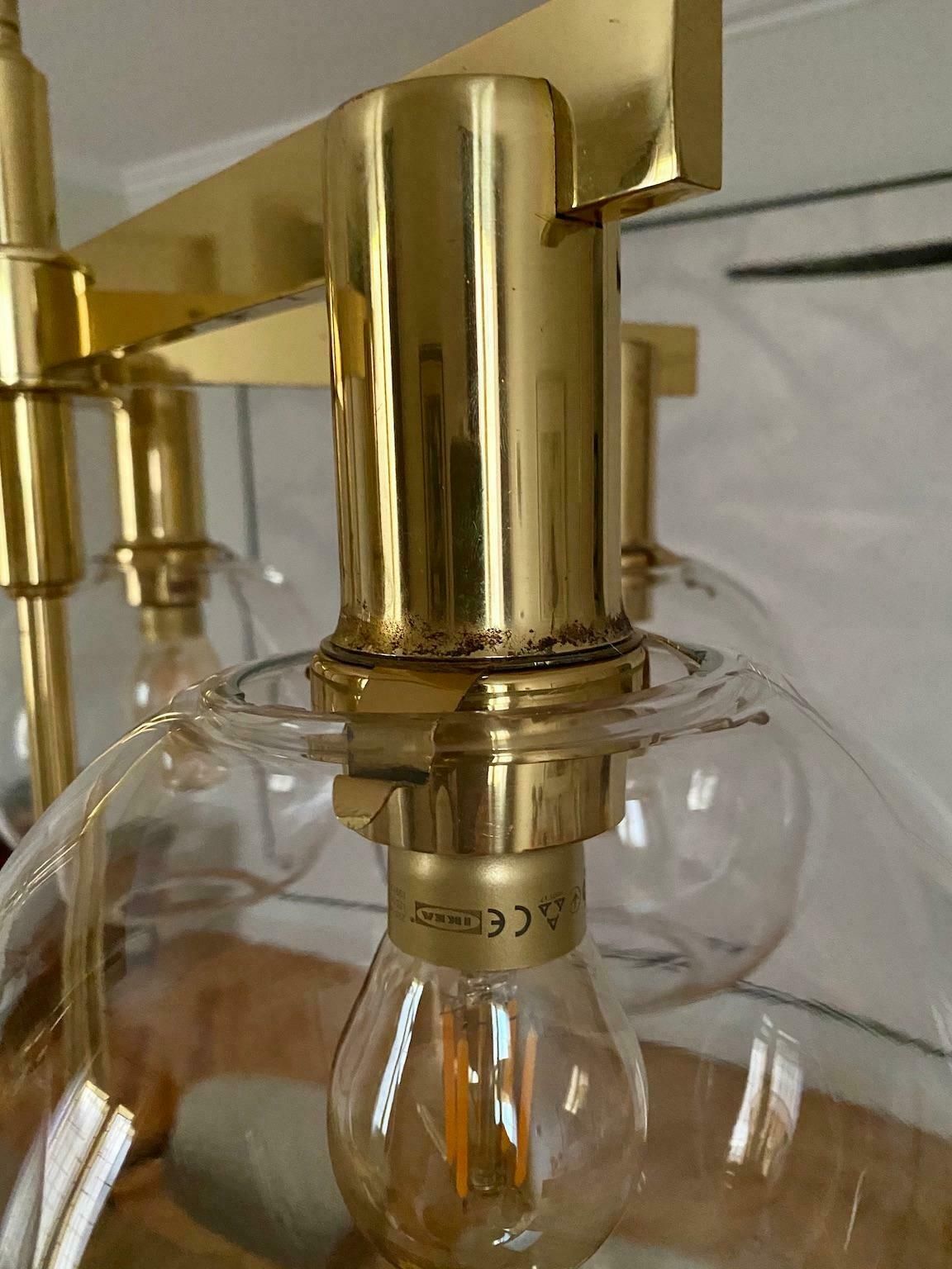 Hans Agne Jakobsson Brass Chandelier With Five Globes photo 4795.0