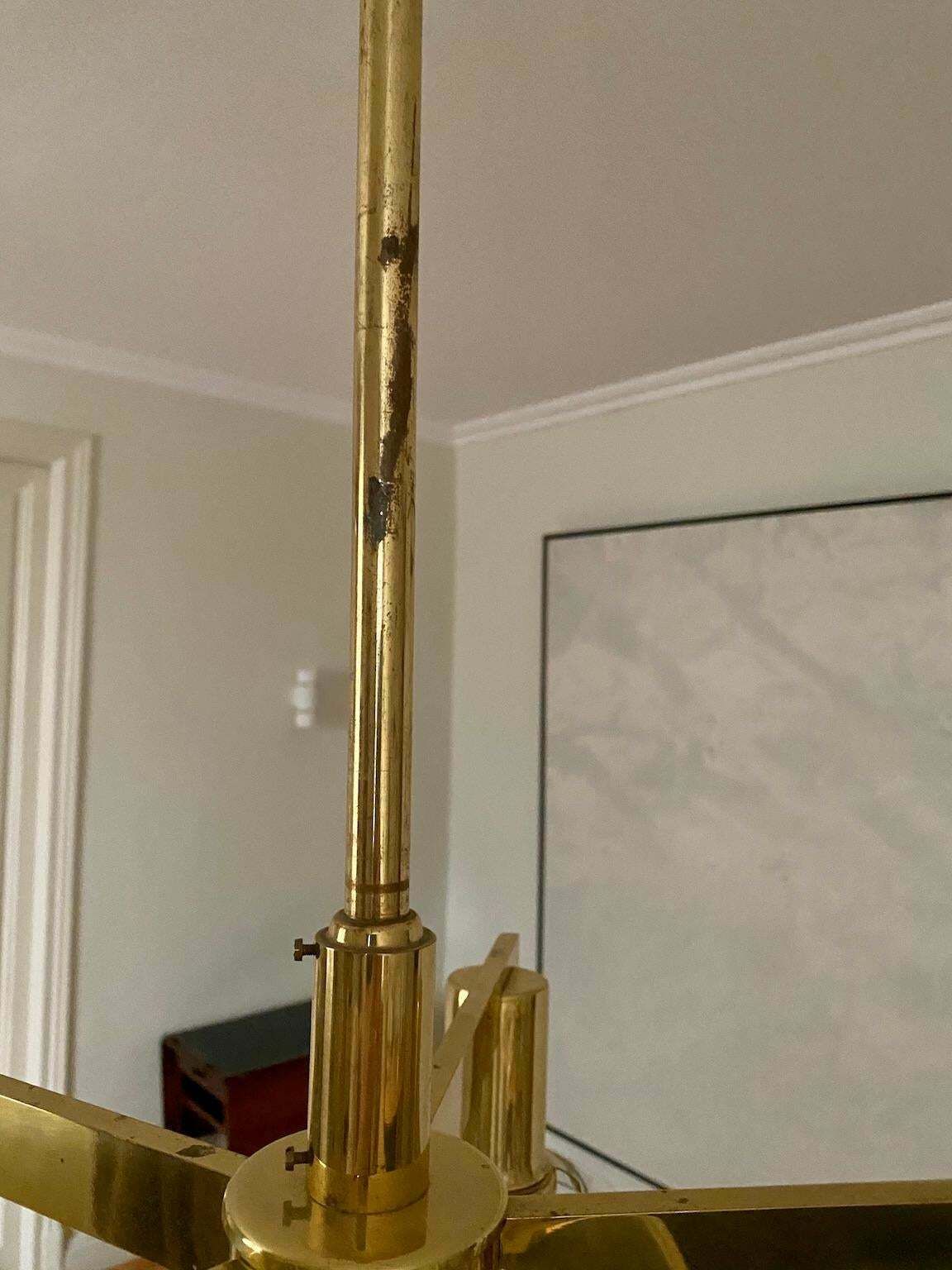 Hans Agne Jakobsson Brass Chandelier With Five Globes photo vinterior