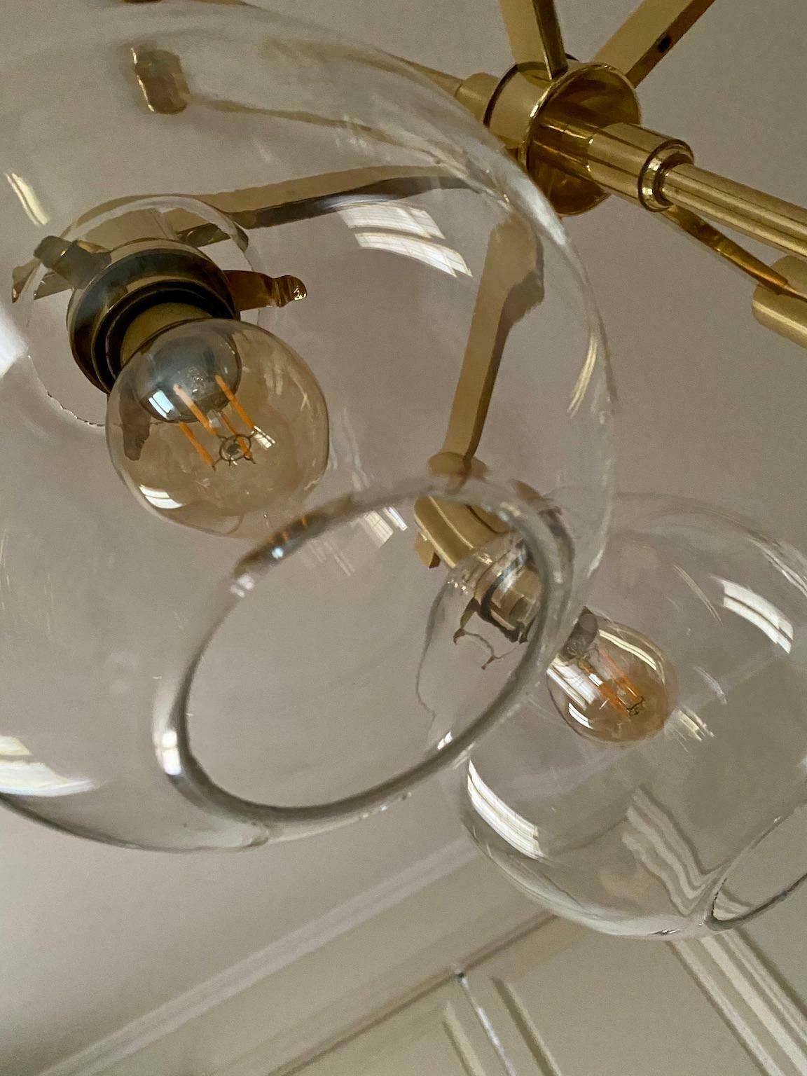 Hans Agne Jakobsson Brass Chandelier With Five Globes photo vintage
