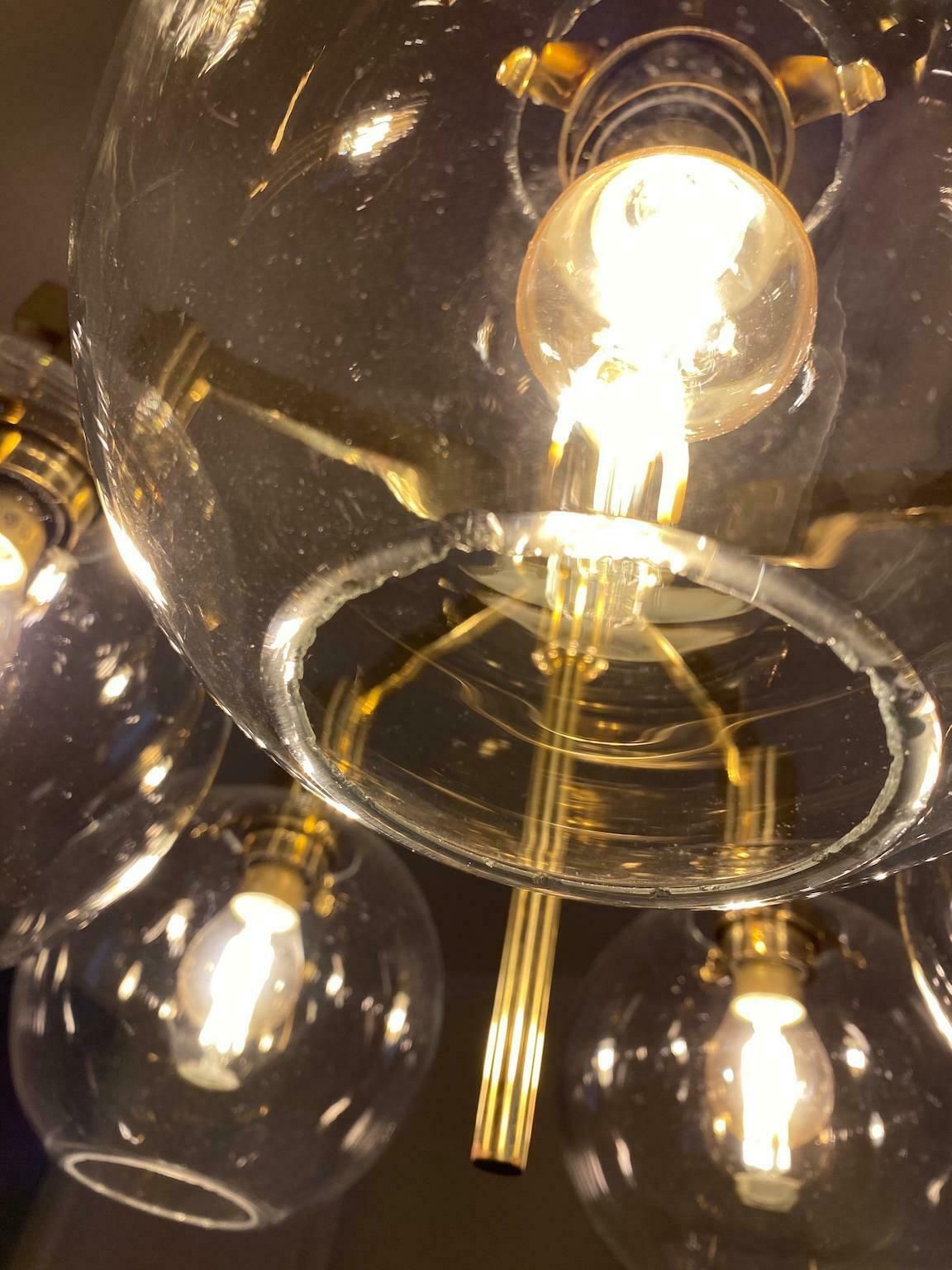 photo for sale Hans Agne Jakobsson Brass Chandelier With Five Globes
