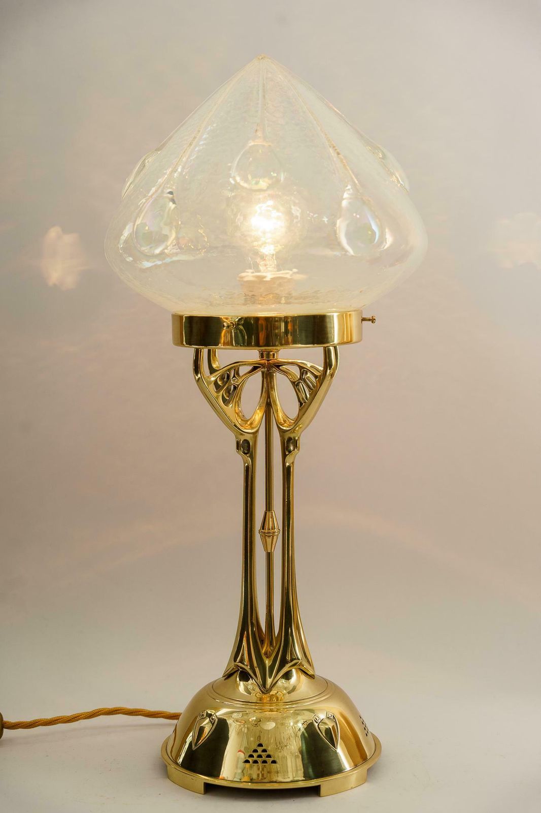 Lighting Jugendstil Table Lamp With Original Opaline Glass Shade Vienna Around 1910 photo