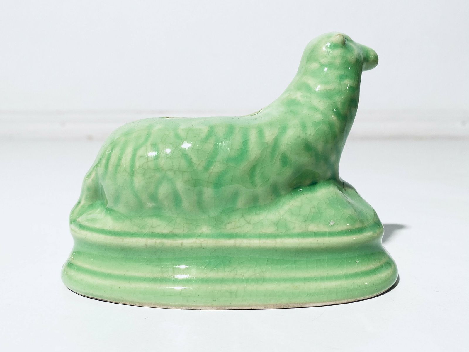 Antique Sheep Money Bank Piggy Bank / Green Ceramic / Vintage France photo buy