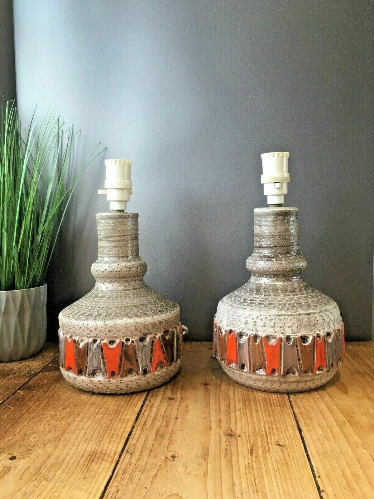 1 Superb 50s Mcm Italian Pottery Fratelli Fanciullacci Orange Lamp Base Abstract photo furniture