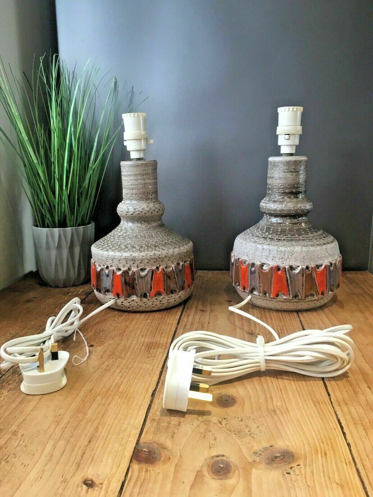 1 Superb 50s Mcm Italian Pottery Fratelli Fanciullacci Orange Lamp Base Abstract photo 195.0