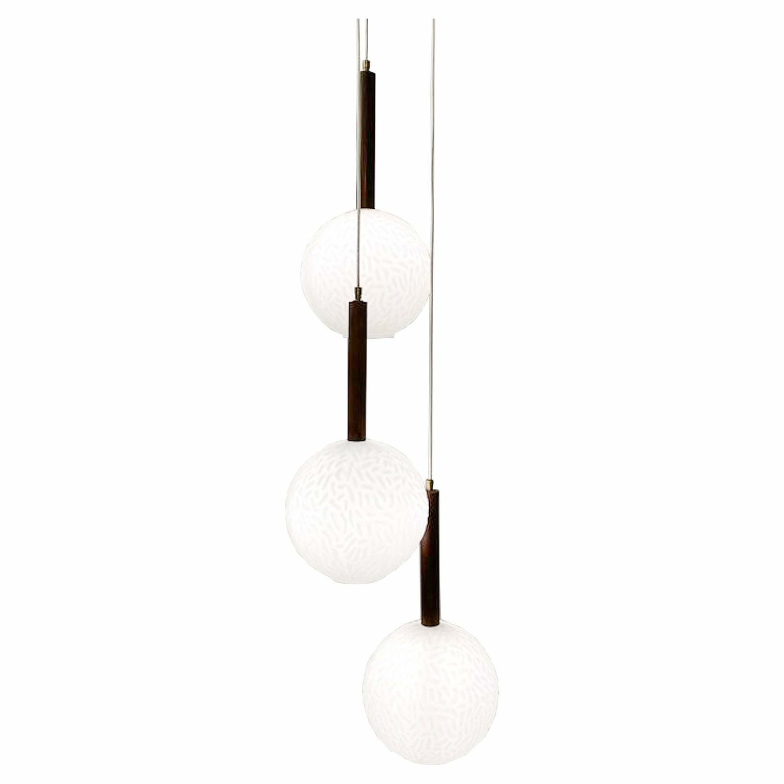 Mid Century Modern Italian Opaline Suspension Italy 1960s