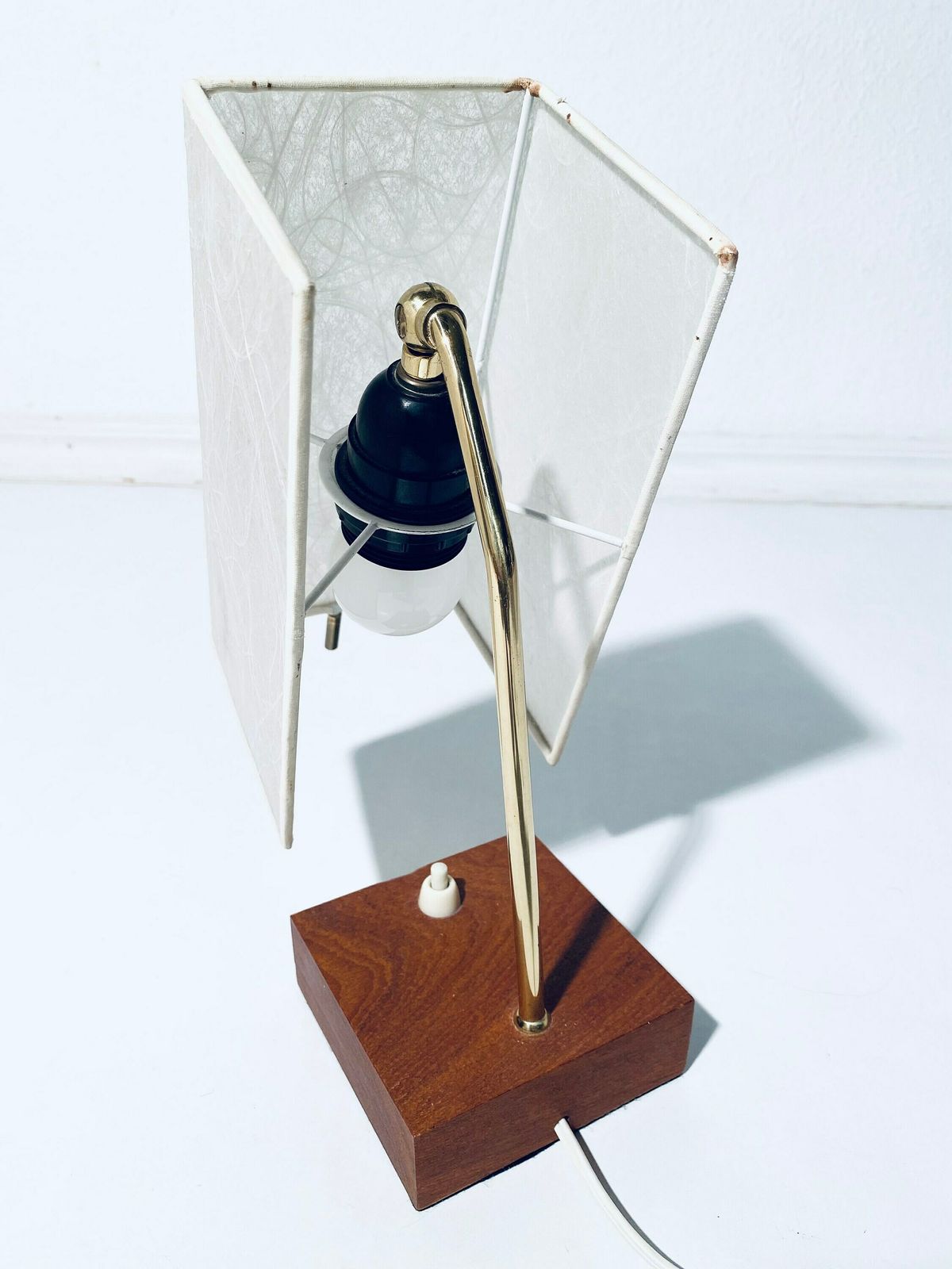 Elegant Mid Century Teak Paper Shade Table Lamp Bedside Lamp / Vintage Decor 1960s photo vintage