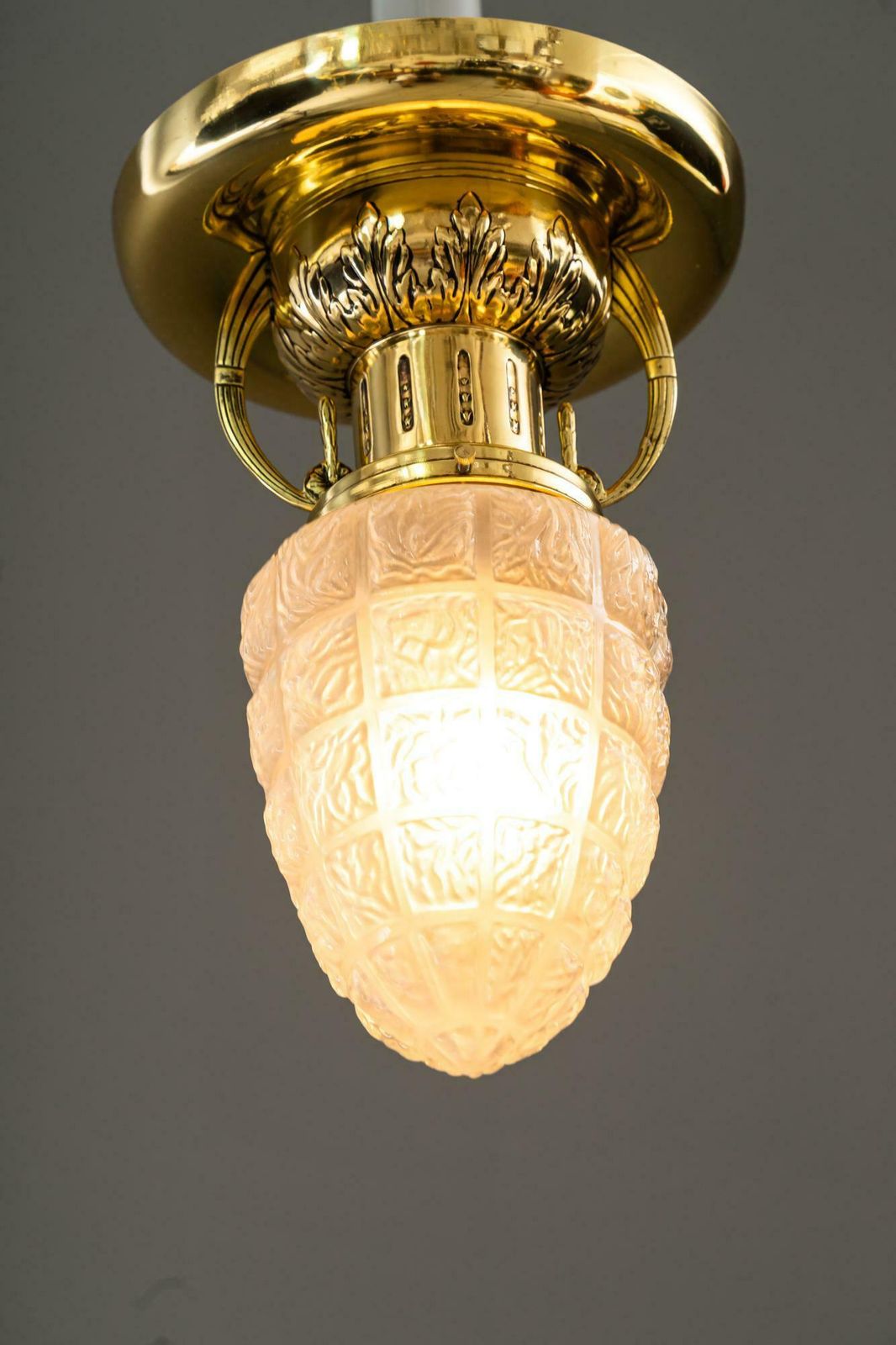 2 Art Deco Ceiling Lamps With Original Glass Shades Vienna Around 1920s photo vinterior