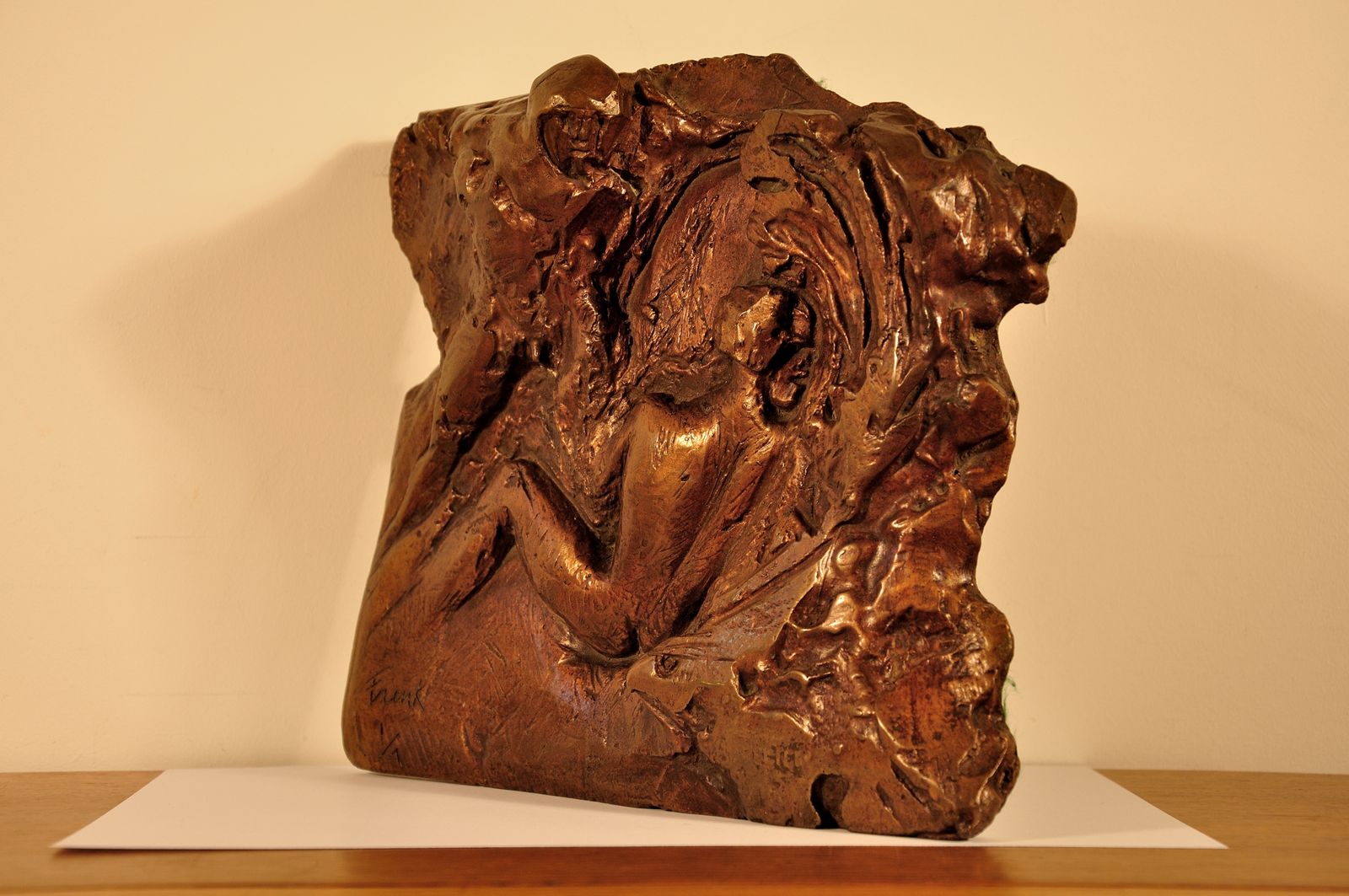 photo for sale Dame Elisabeth Frink 1930 To 1993. Bronze Maquette Sculpture Man And Eagle. Numbered 1/7. Conceived & Created In 1967. Entry In Catalogue Raisonné.