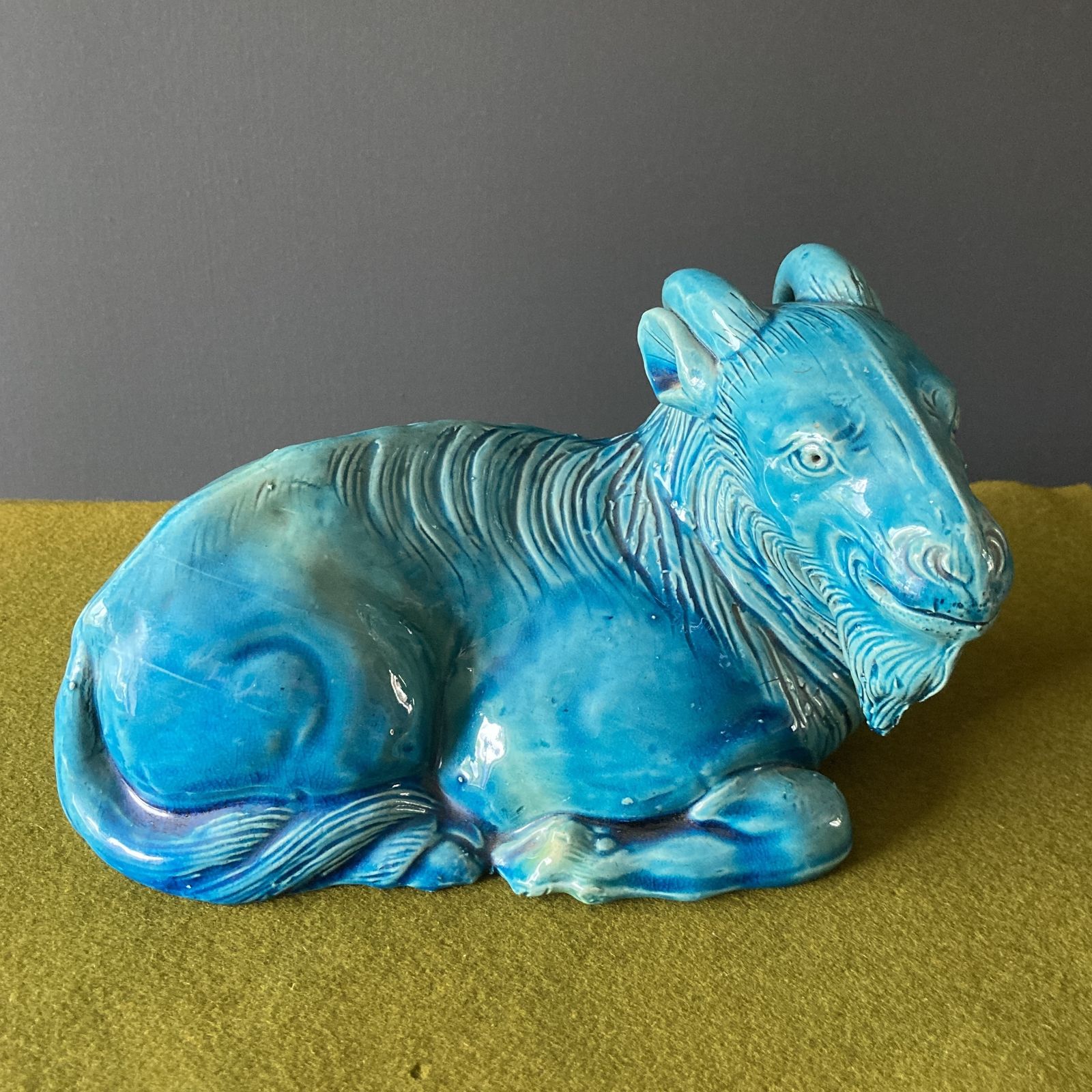 Pair Of Turquoise Glazed Porcelain Goats, Qing Dynasty, Circa 19th Century photo Art