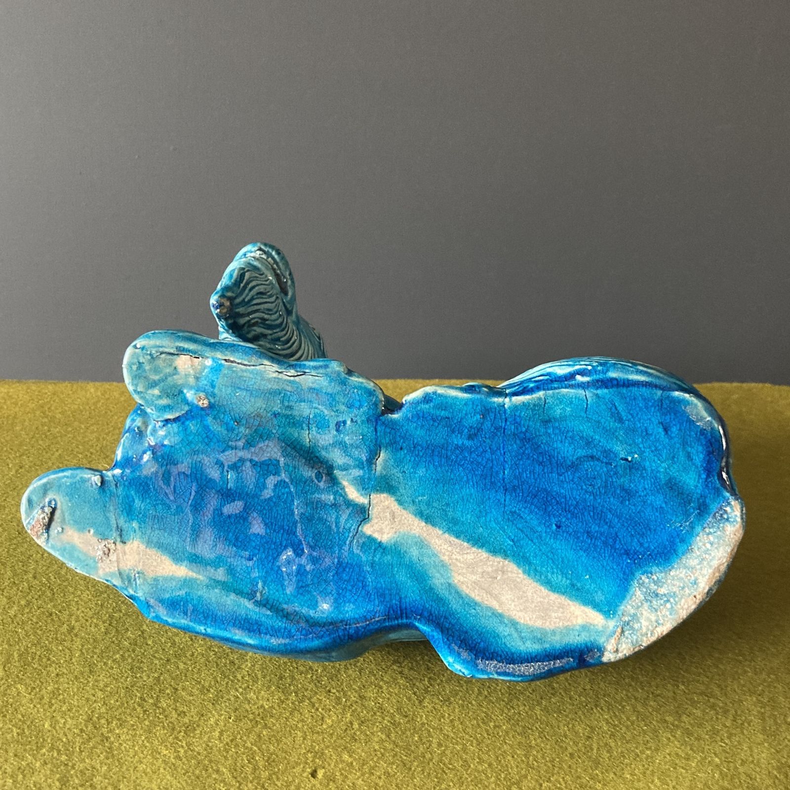 Pair Of Turquoise Glazed Porcelain Goats, Qing Dynasty, Circa 19th Century photo vinterior