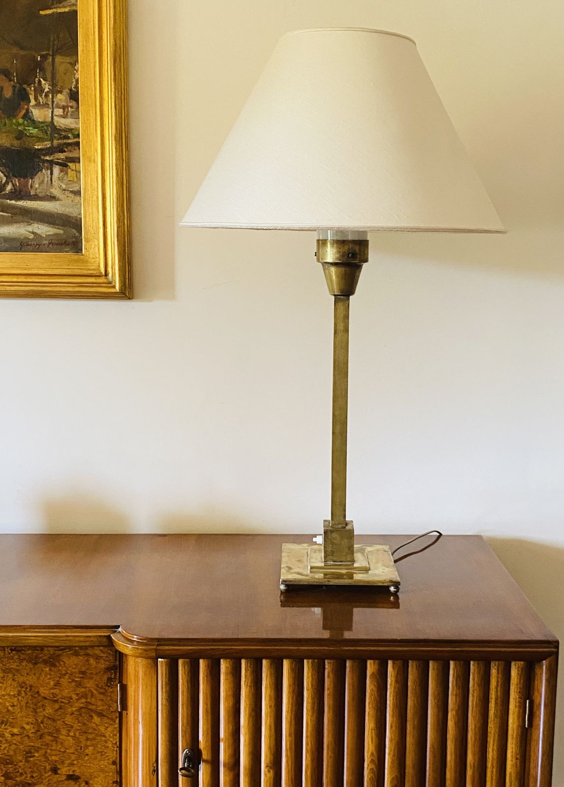 Rationalist Monumental Brass Table Lamp, Officine A. Boffelli Milano Italy 1935 photo furniture