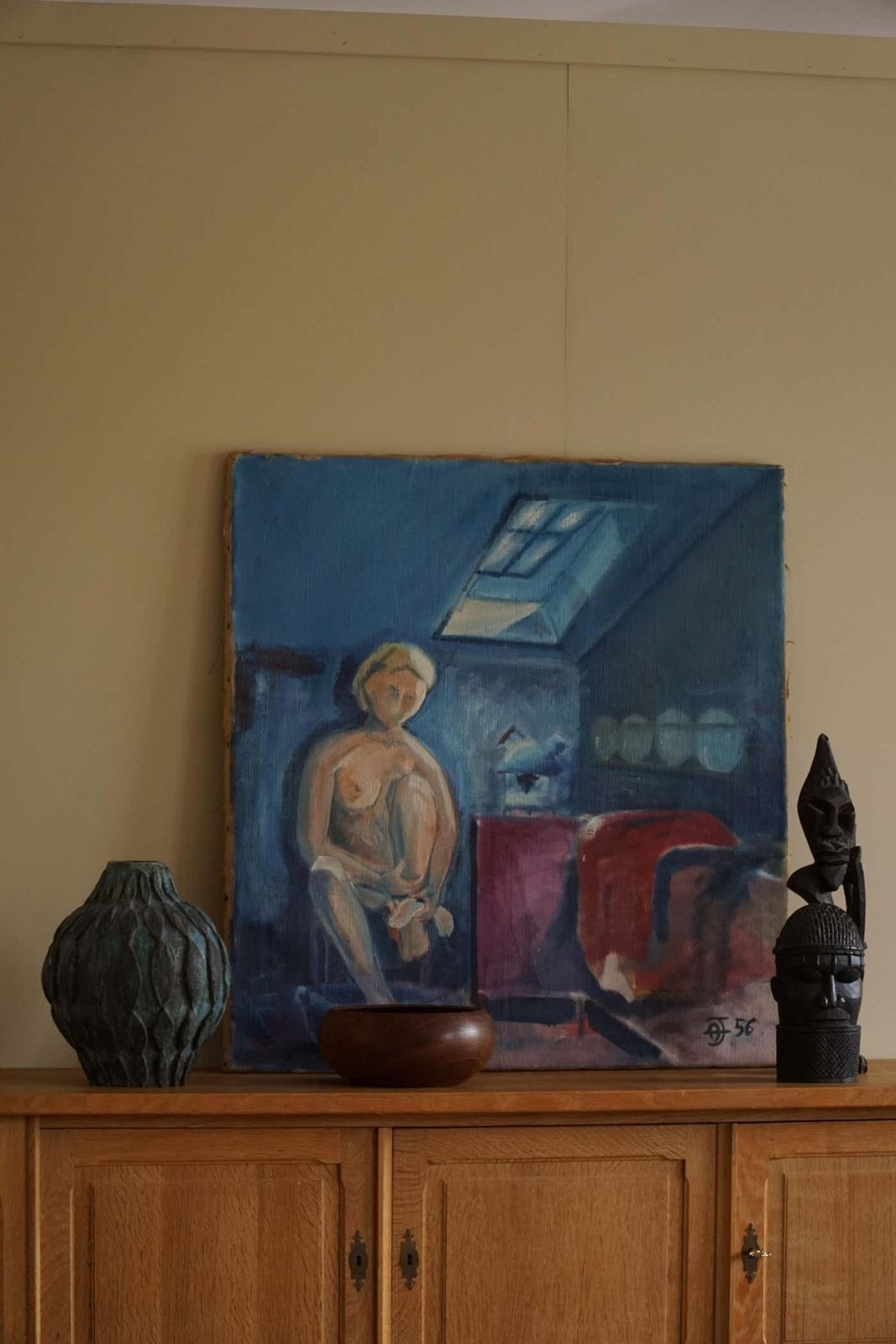 Large Oil On Canvas Painting, Unknown Artist, 1956, Danish Mid Century photo vinterior