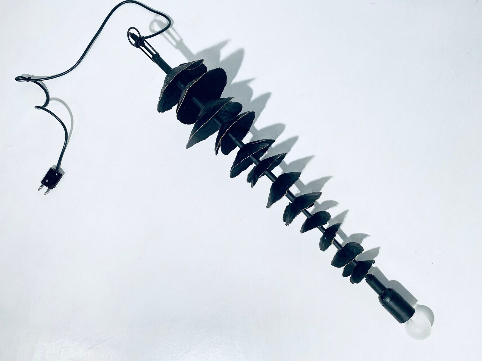 Hanging Designer Lamp Shaped With Metal Forged Leaves / Swiss Design