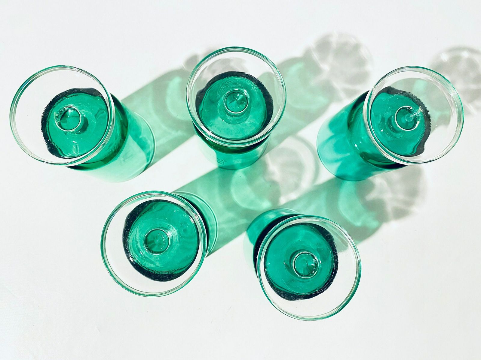 Five 7up Green Vintage Drinking Glasses / Made In France / Vintage Decor 70s photo vintage