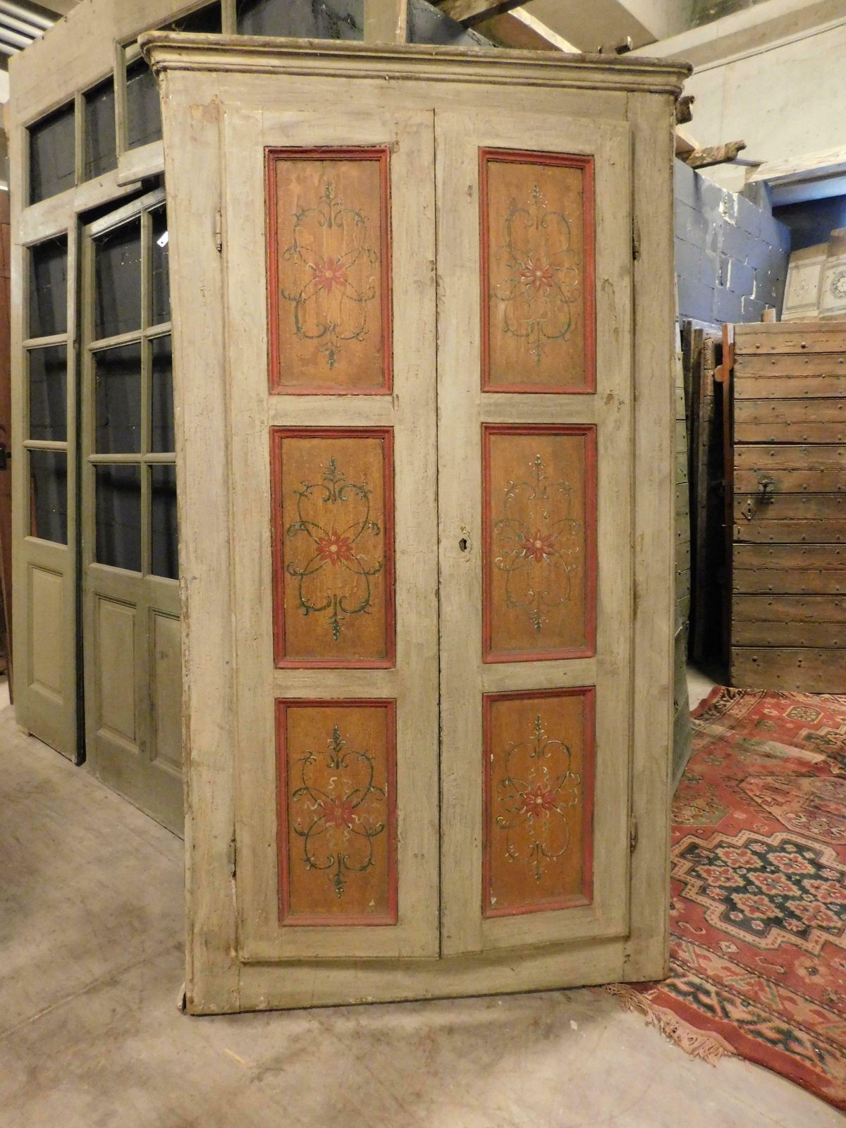 Old Door Lacquered Wall Placard With Frame, From Italy photo furniture