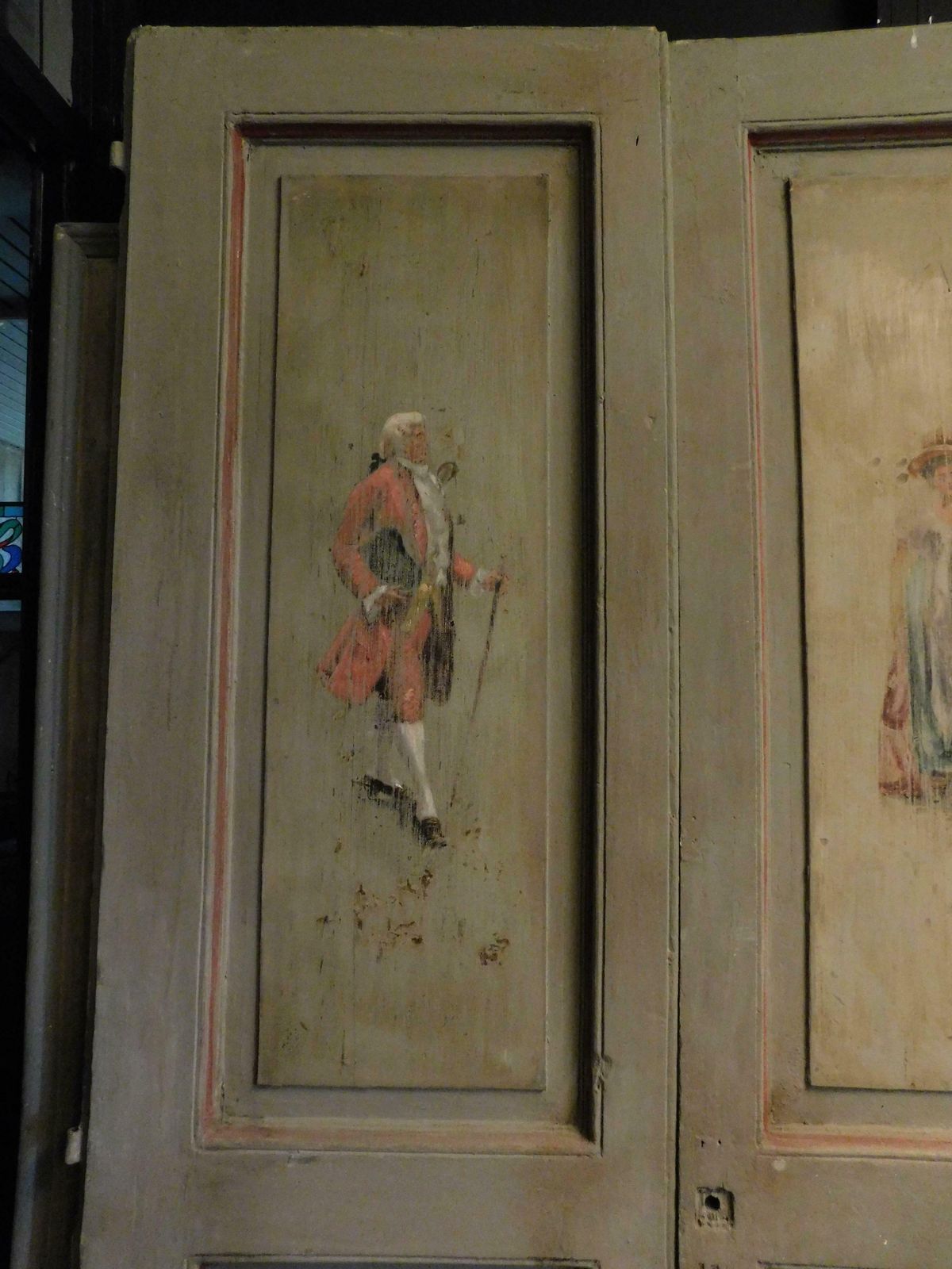 Set Of 2 Lacquered And Painted Double Doors With Figures, Italy photo Home Fixtures