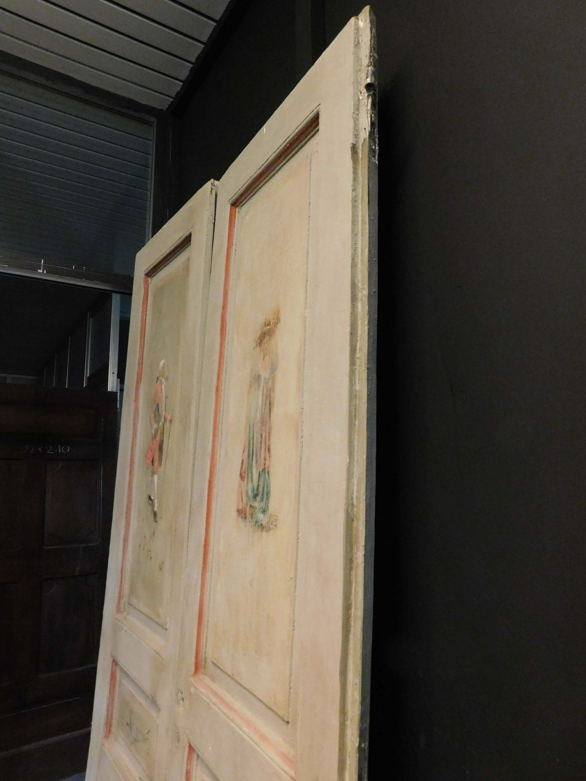 photo furniture Set Of 2 Lacquered And Painted Double Doors With Figures, Italy