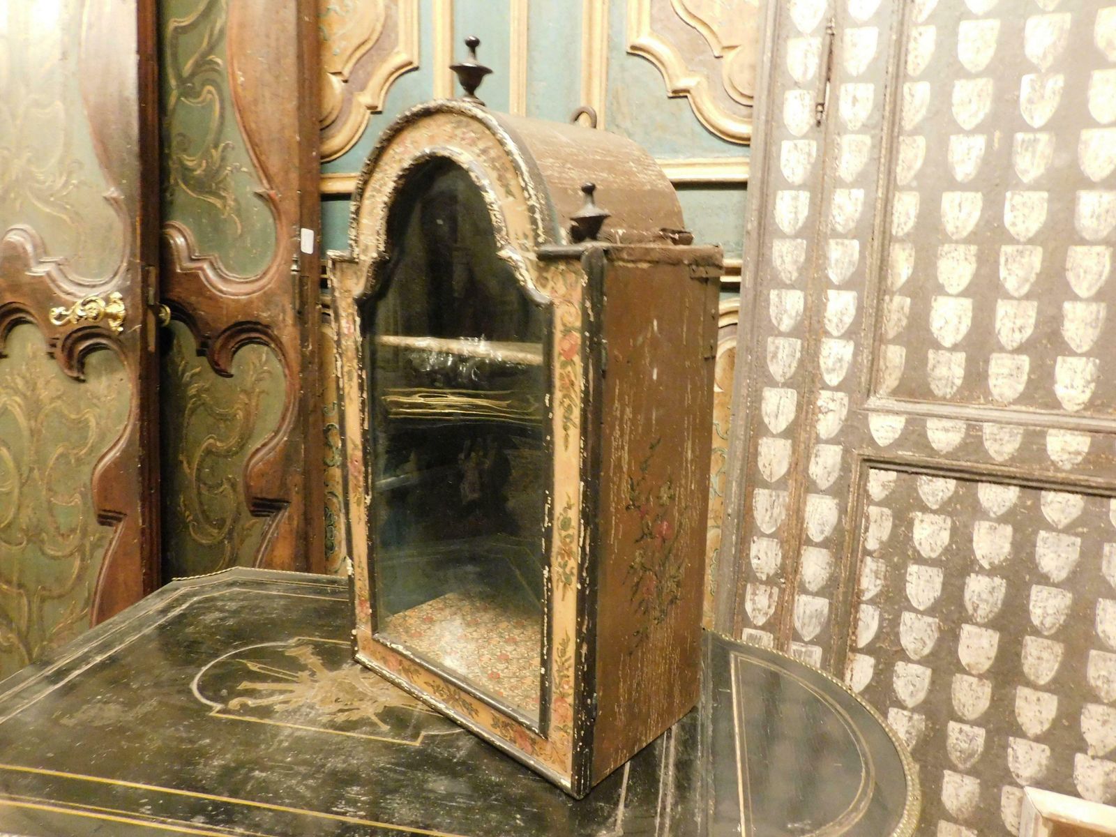 Small Bulletin Board, Showcase, Wall Niche, Hand Painted, Italy photo Furniture