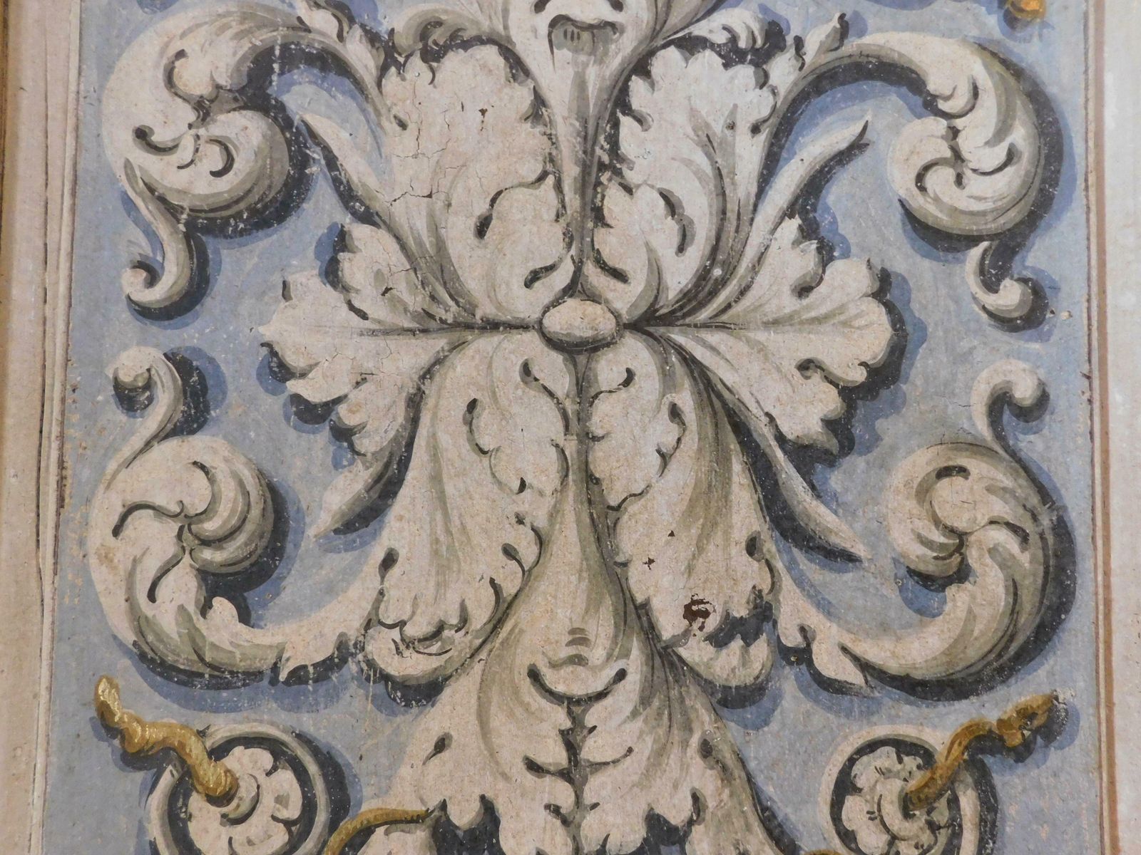 Lacquered And Painted Door With Baroque Motifs, Blue And Gray, Italy photo buy