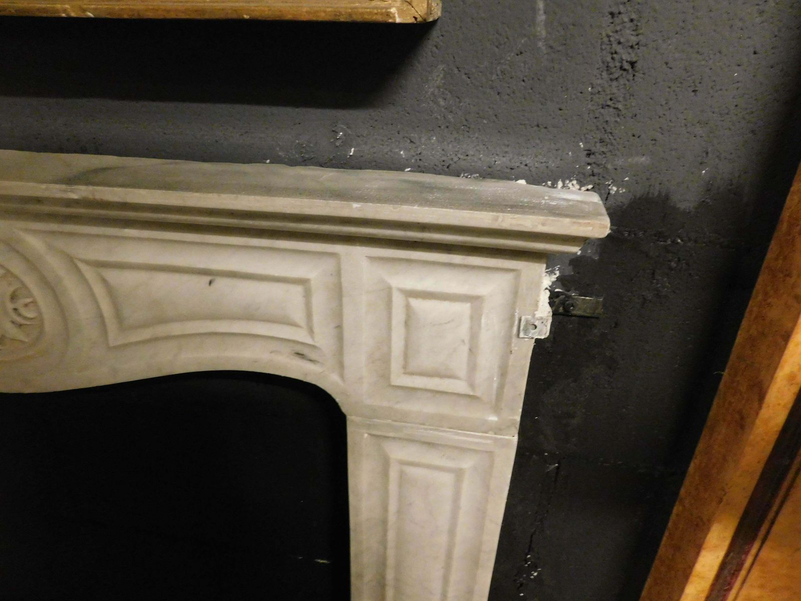 Fireplace Mantle Thin Frame, Carved In White Carrara Marble, Italy photo buy