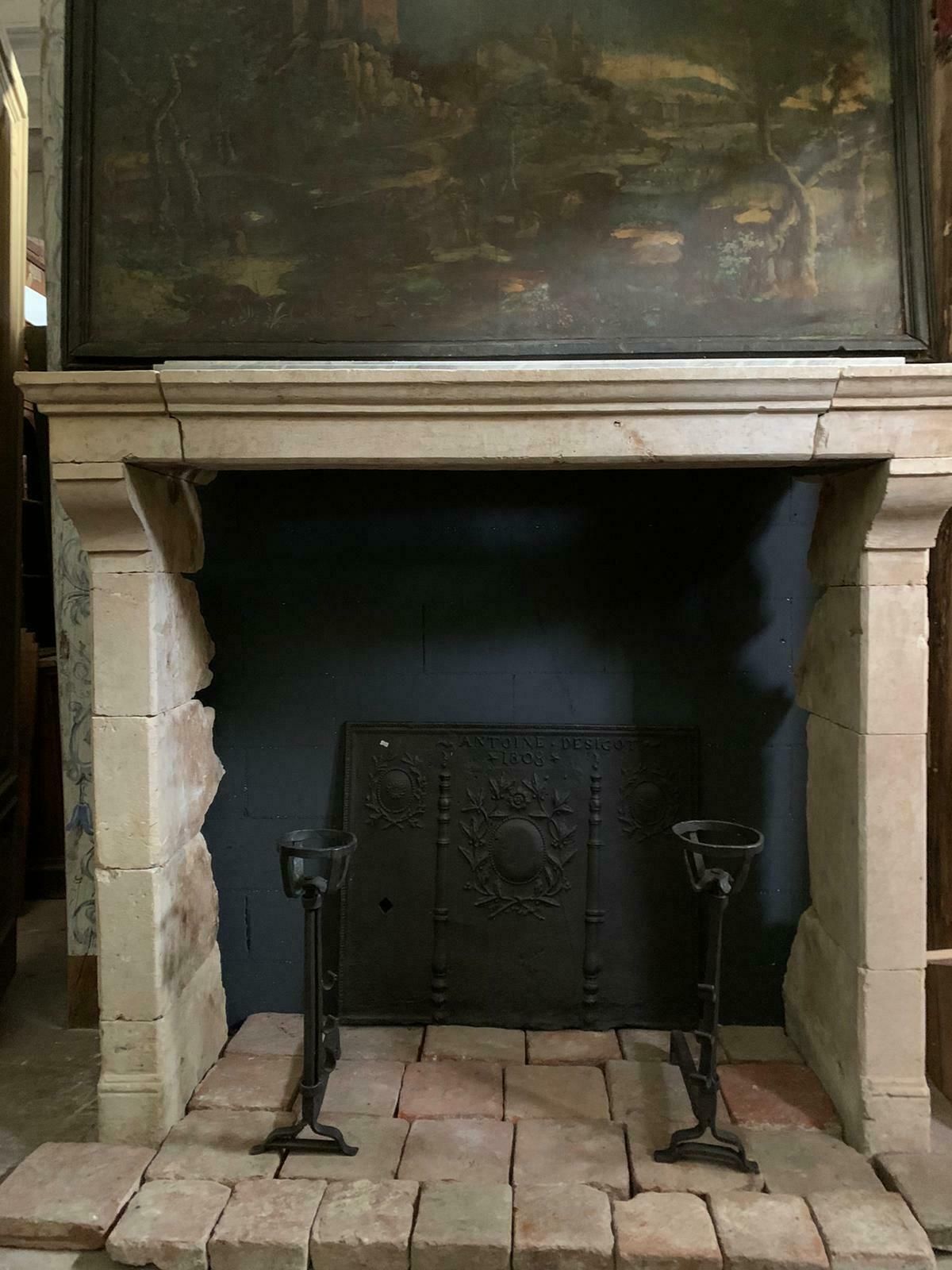 Ancient Fireplace Mantle In Trani Stone, From Italy In The 19th Century photo for sale