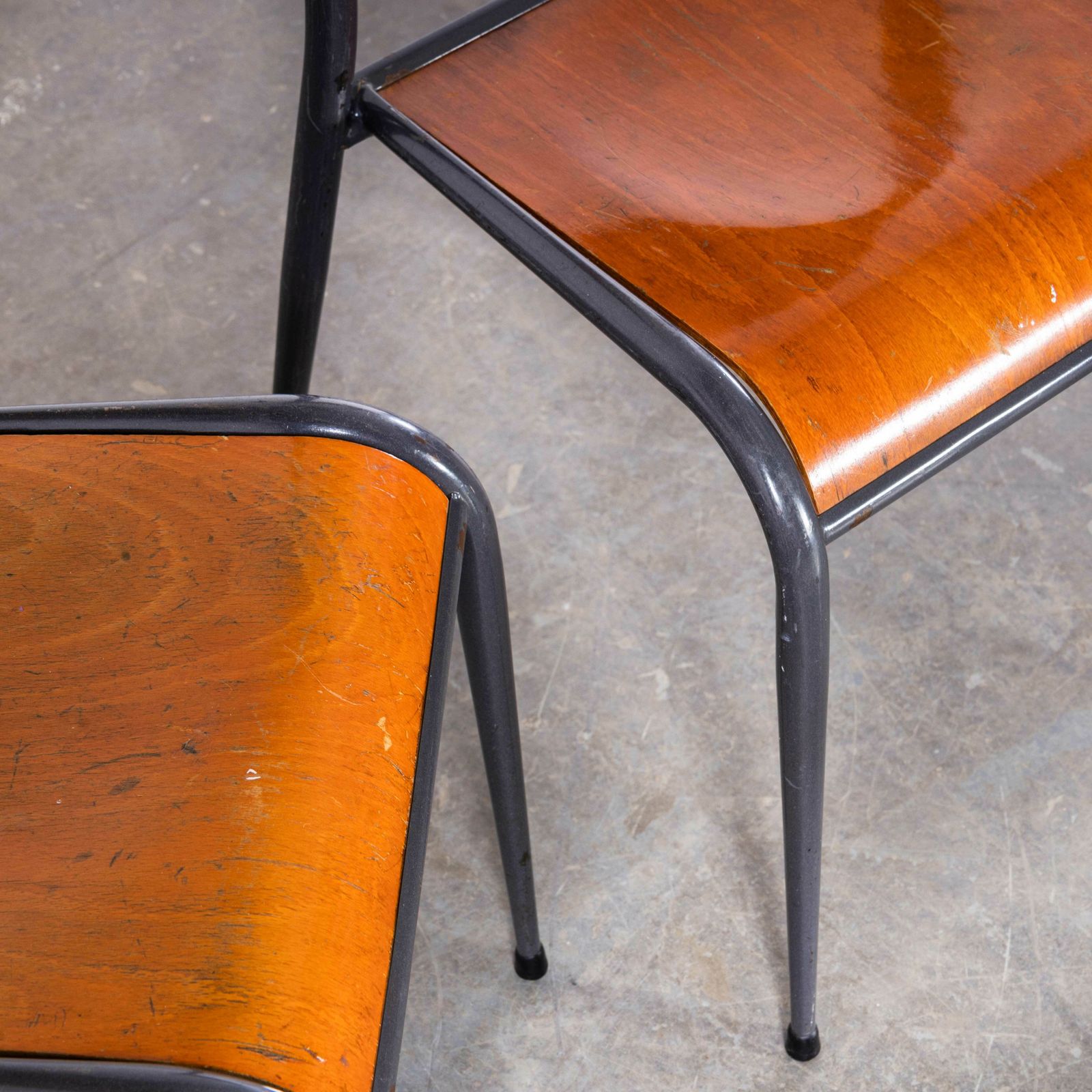 1950’s French Mullca Light Grey Tapered Leg Dining Chairs – Set Of Four photo furniture