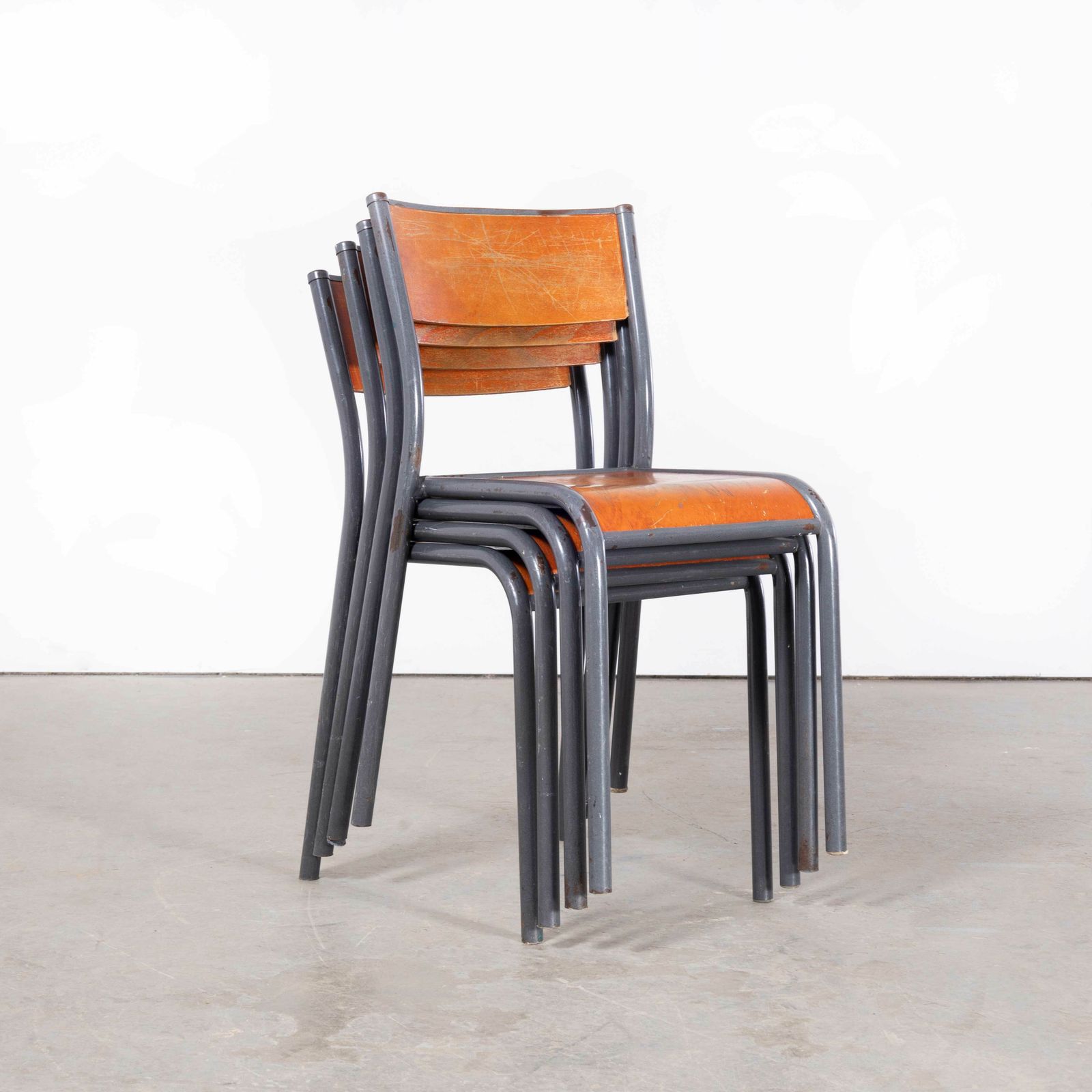 1950’s French Mullca Light Grey Dining Chairs – Set Of Four photo for sale