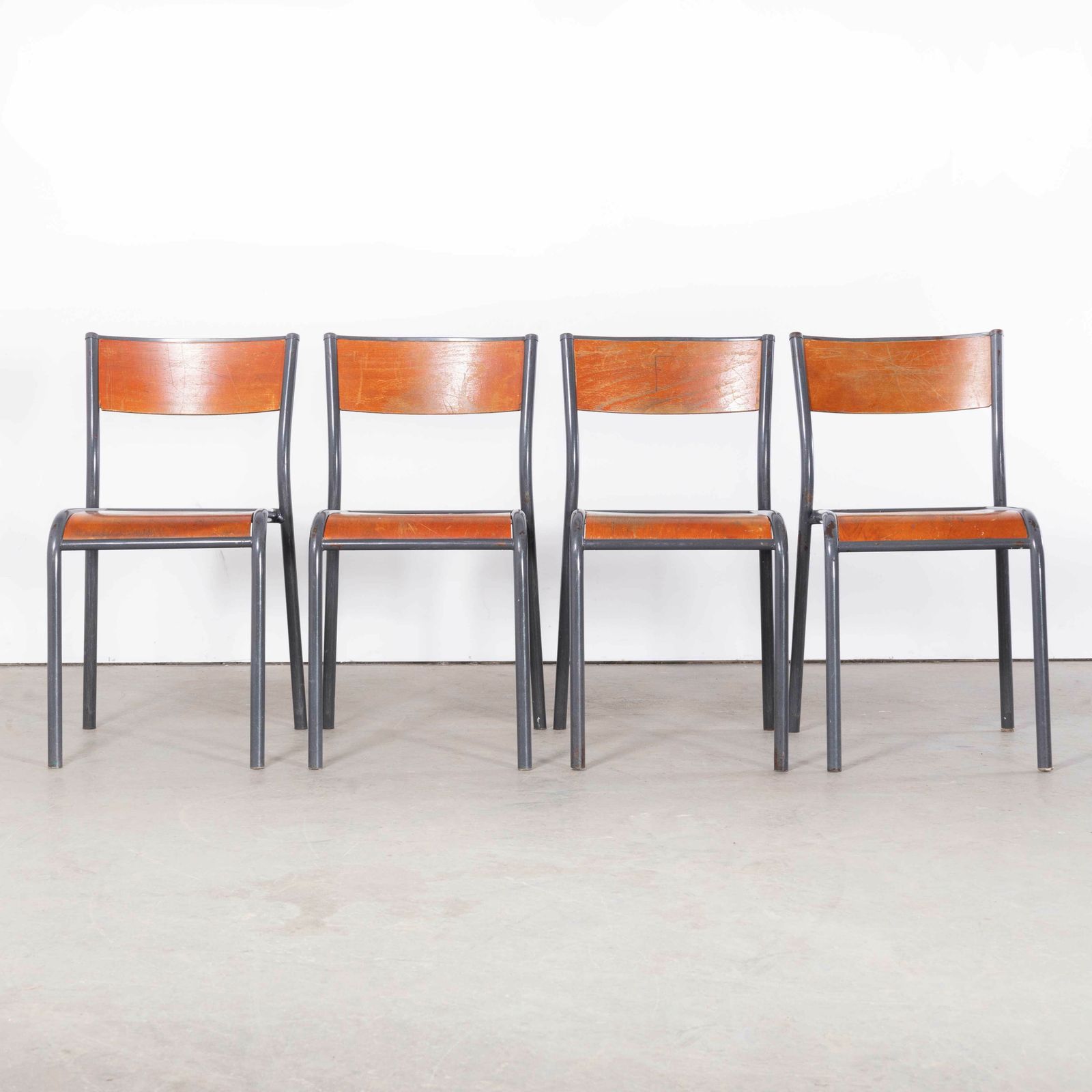 1950’s French Mullca Light Grey Dining Chairs – Set Of Four photo Furniture