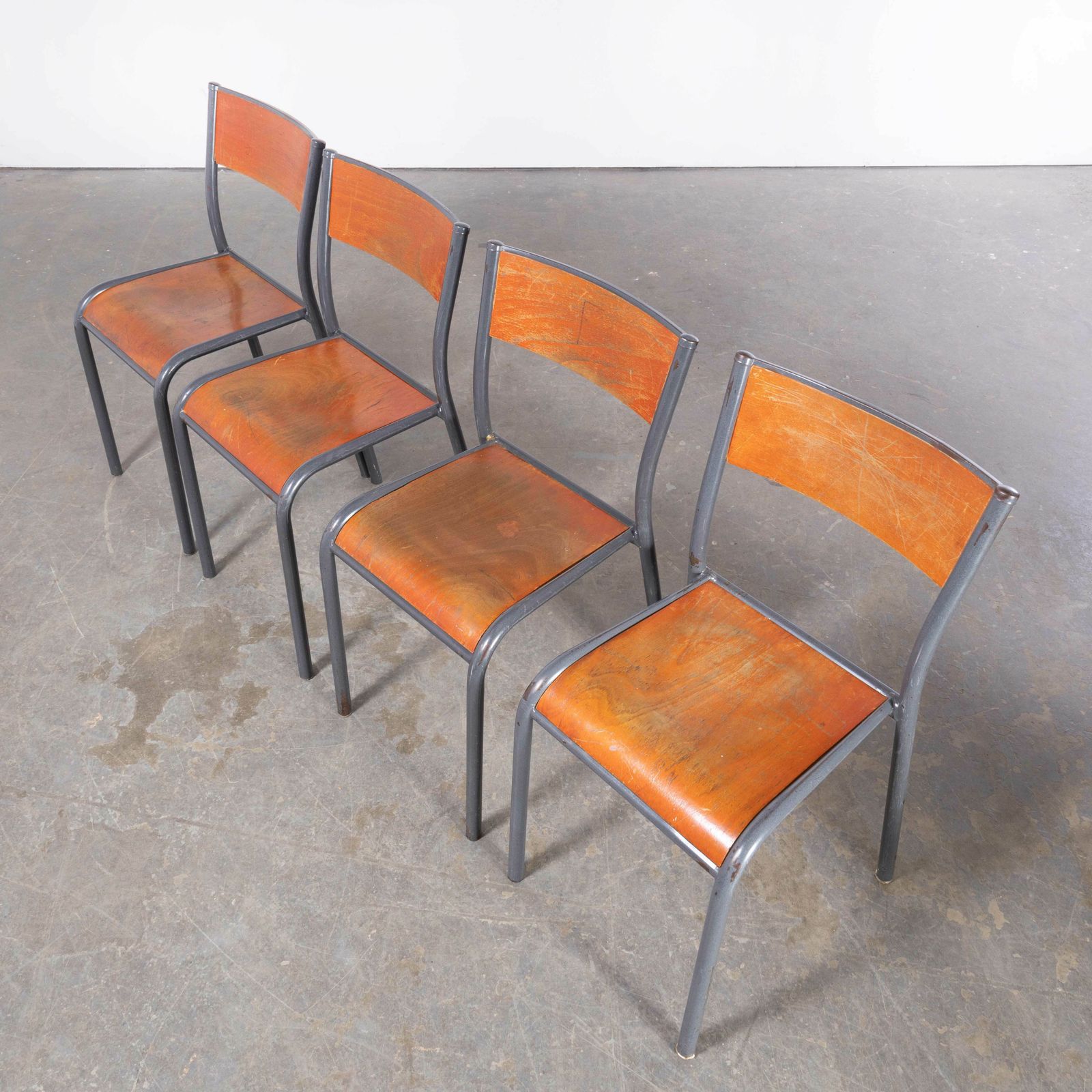 1950’s French Mullca Light Grey Dining Chairs – Set Of Four photo vinterior