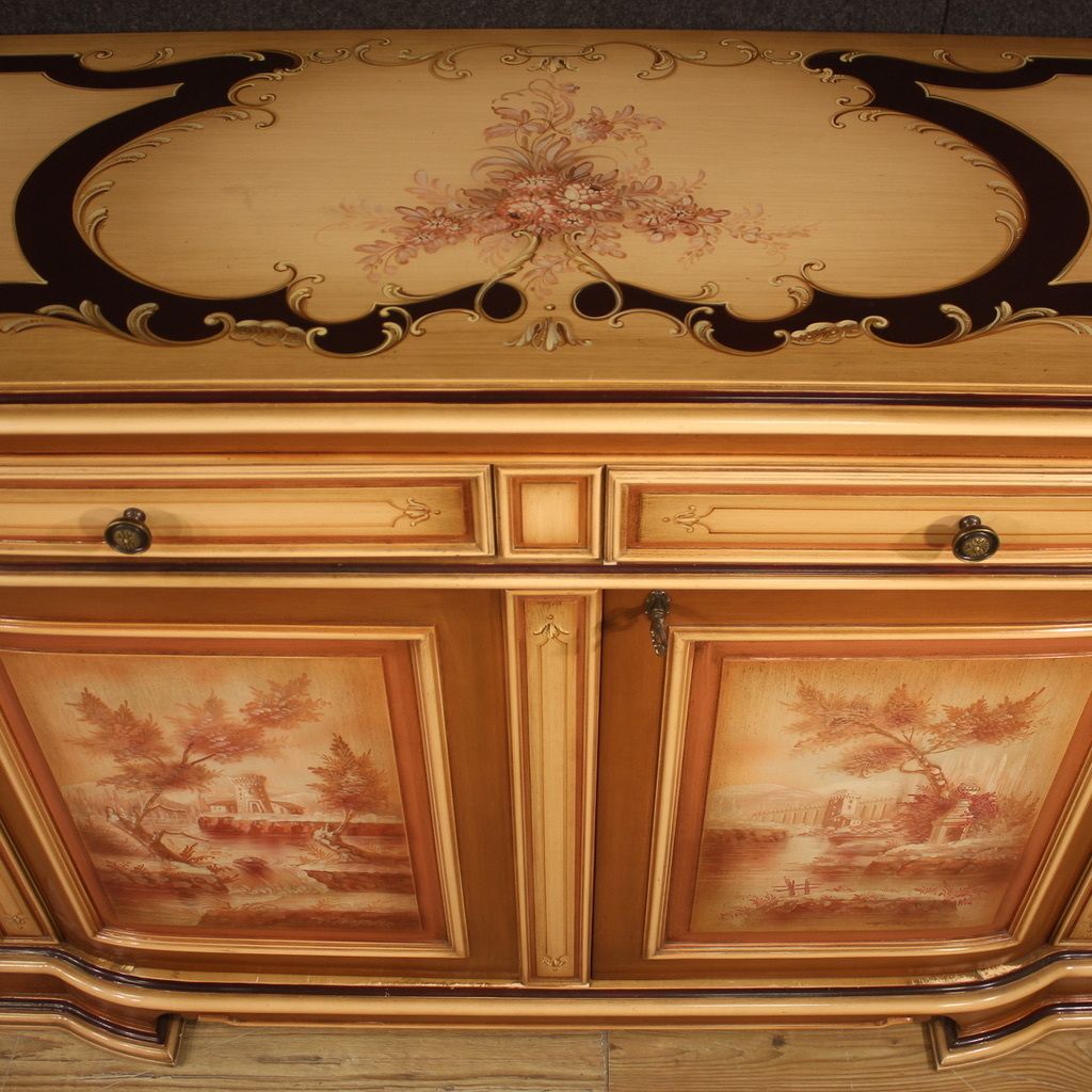 photo furniture Great Lacquered And Painted Sideboard From The 70s