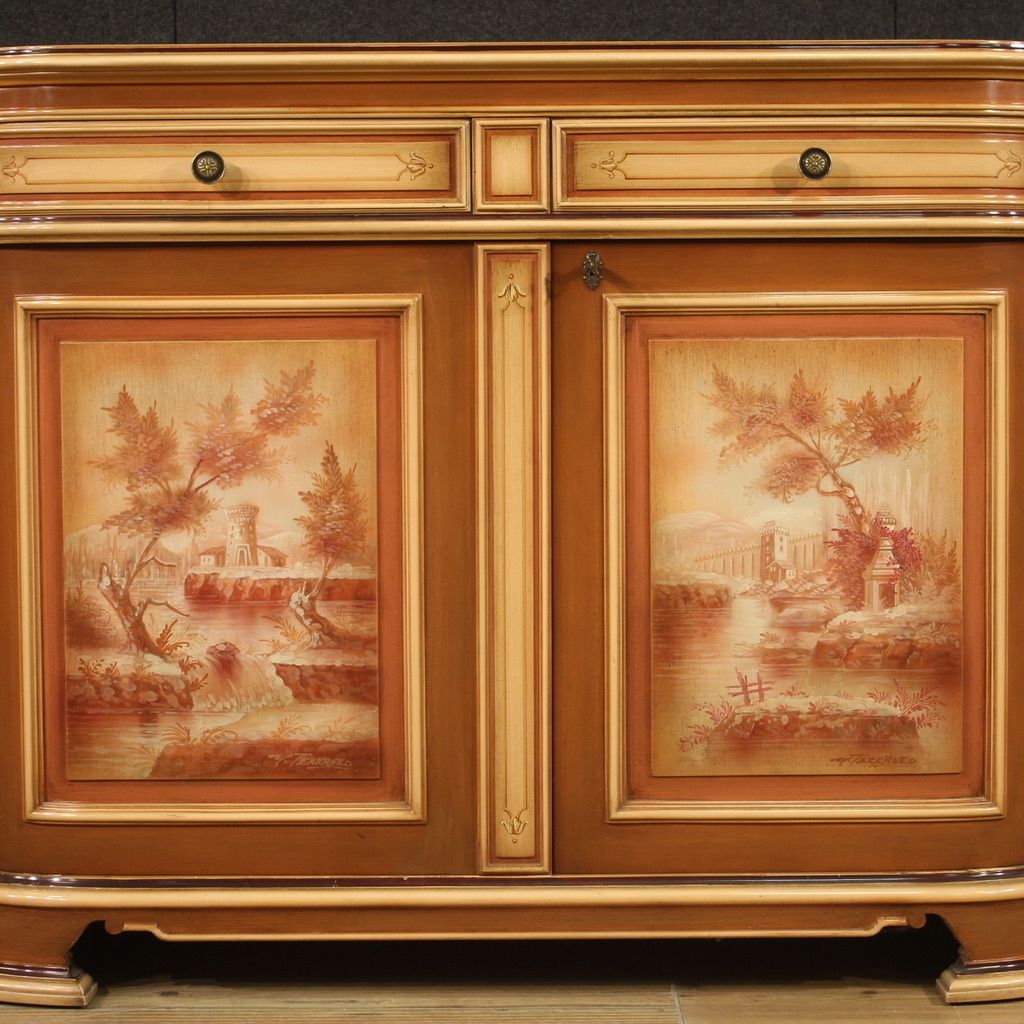 Furniture Great Lacquered And Painted Sideboard From The 70s photo